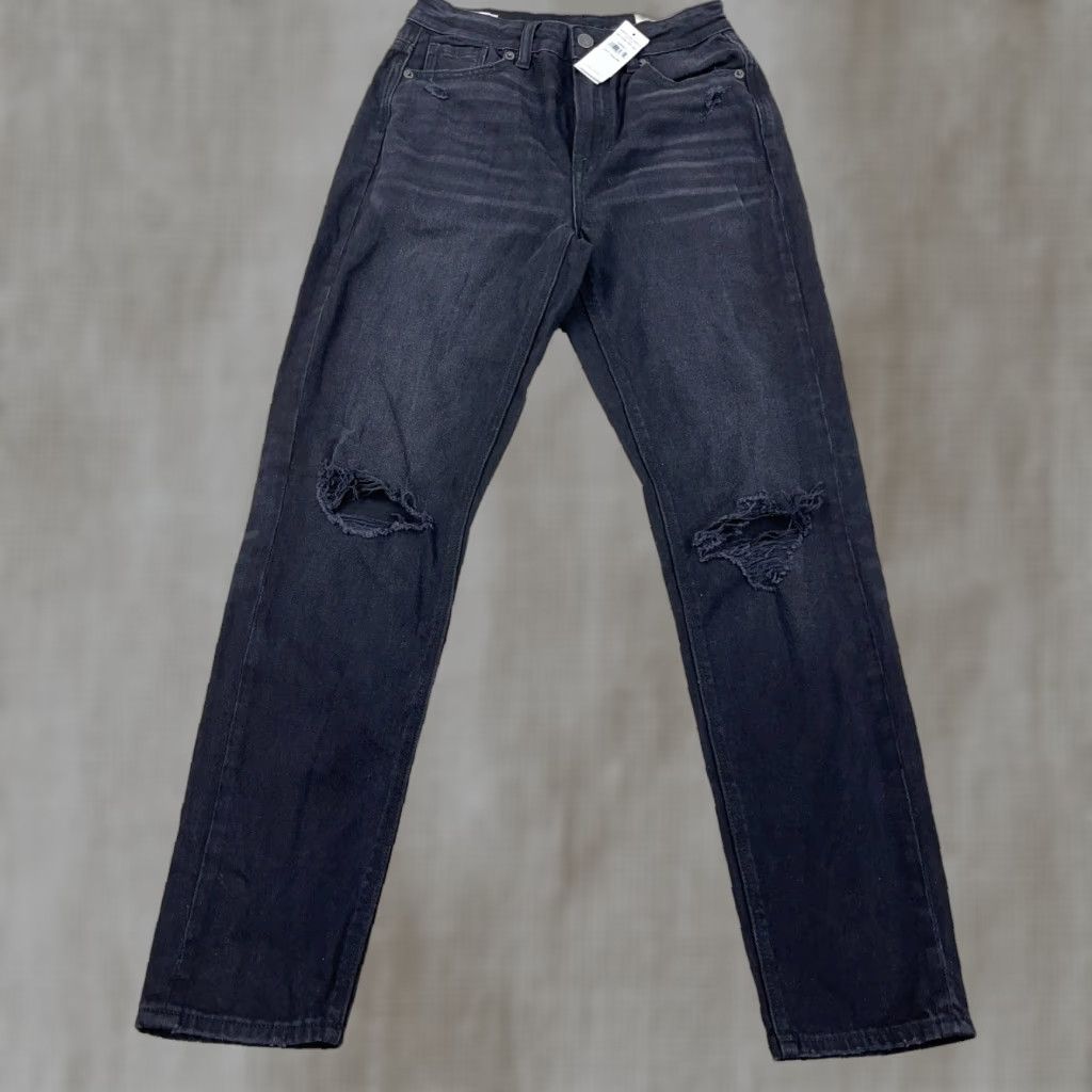 American Eagle Outfitters American Eagle Jeans Women 0 Black Mom Jean High Rise Distressed Denim Baggy 5-Pocket Style Mom Jean Womens 80s 90s Grunge Retro Rockabilly Steampunk Size 25" / US 0 / IT 36 - 1 Thumbnail
