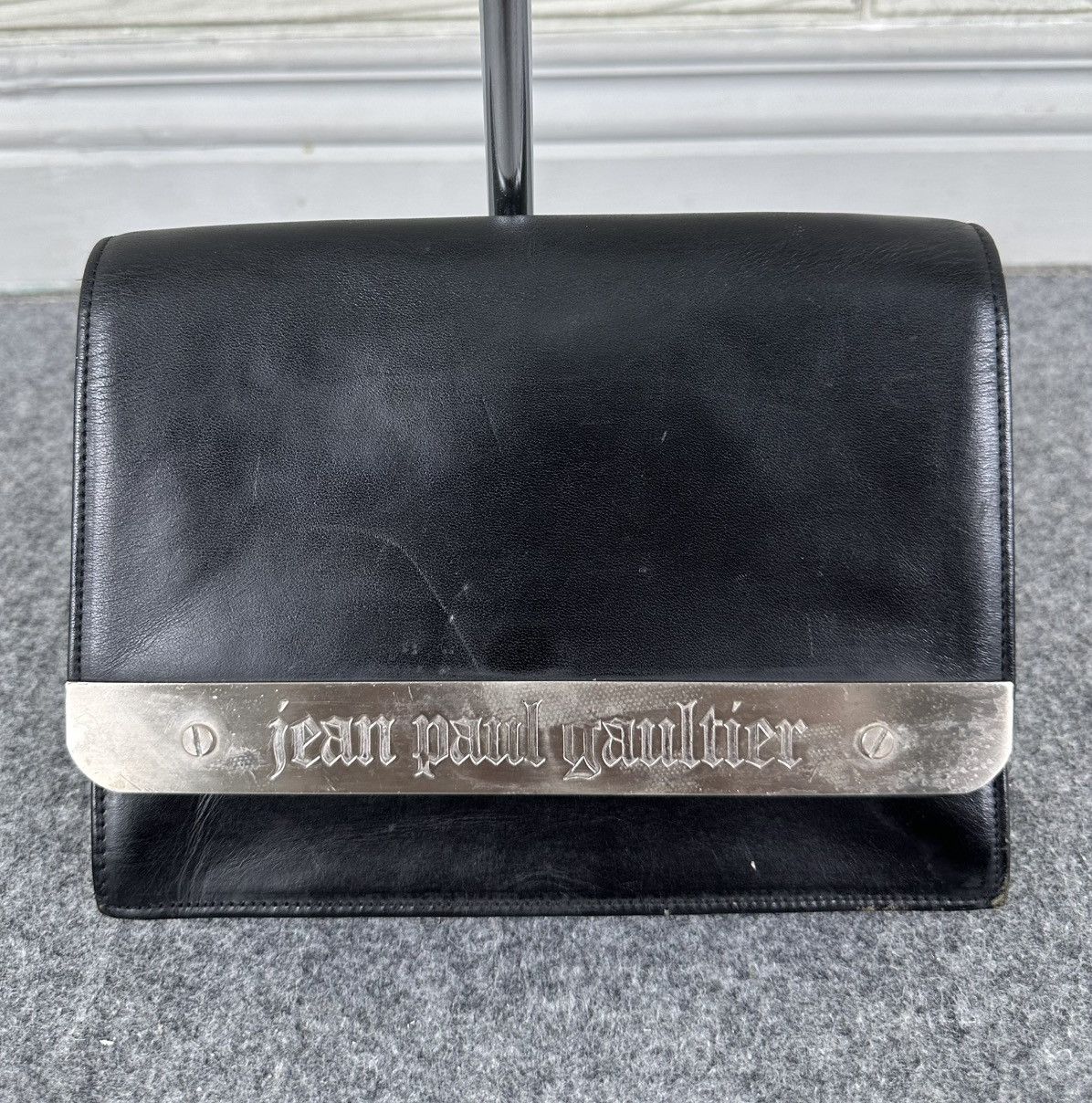 Jean Paul Gaultier - Jpg Metal Plate Crossbody Leather Bag in Black, Men's