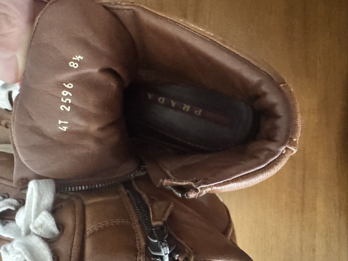 Prada Prada Brown Leather High-Top Sneakers Size US 8.5 / EU 41-42 - 6 Thumbnail