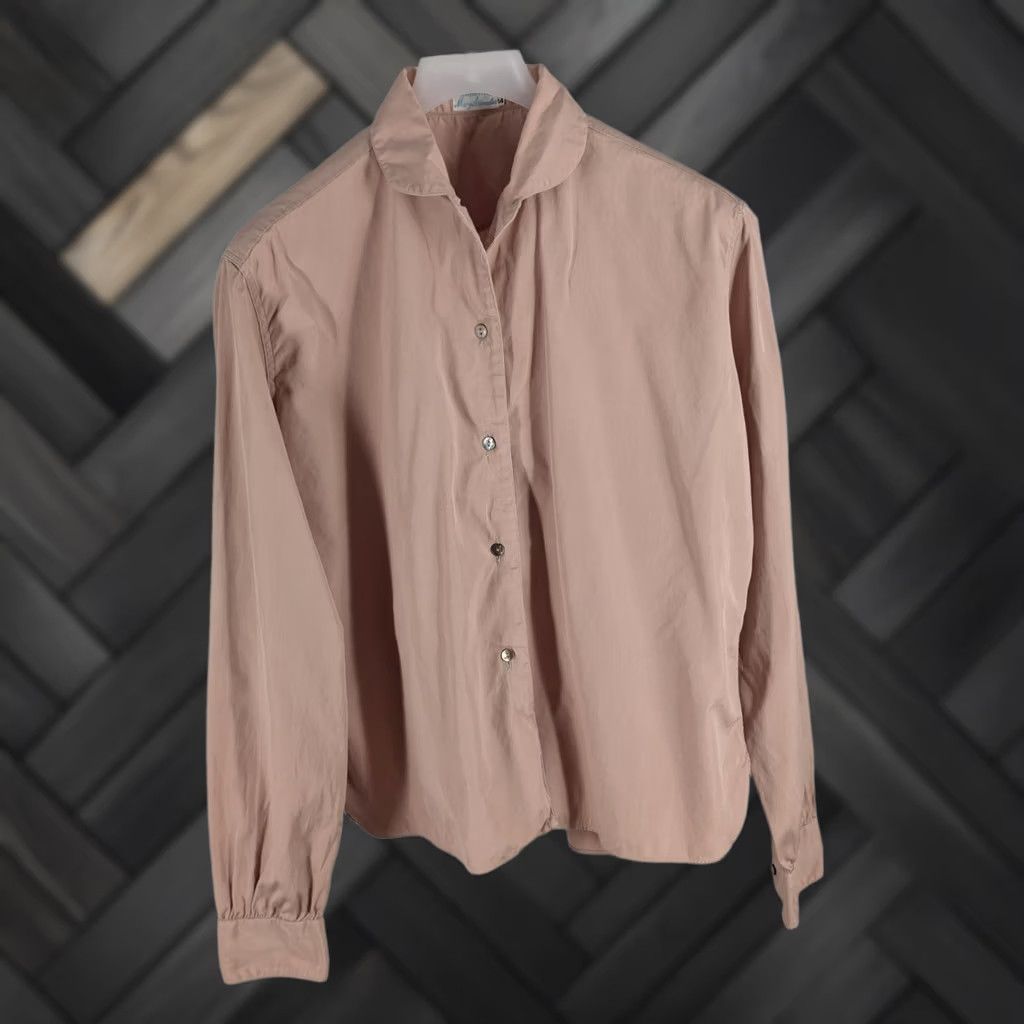 Vintage VINTAGE Macy Associates Blouse Shirt Pink Pure Cotton Peter Pan Collar 50s 1950s Macy's United States Women Mens Girls Boys 16 XS-XL Size XXL / US 16-18 / IT 52-54 - 1 Thumbnail