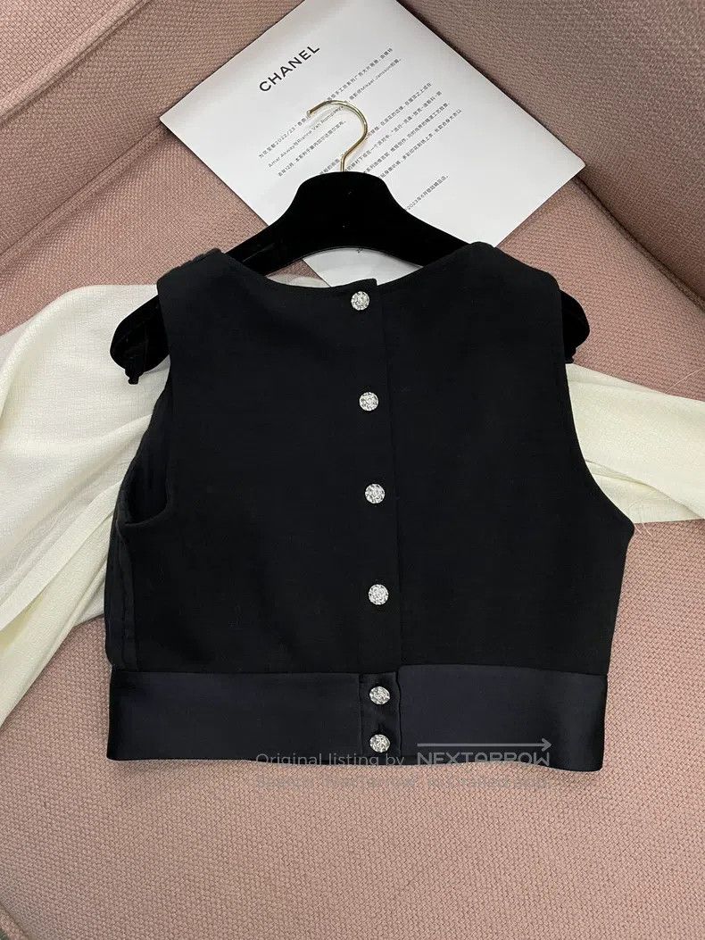 Chanel Chanel Black pearl rhinestone large double C large logo ve Size XS / US 0-2 / IT 36-38 - 3 Thumbnail