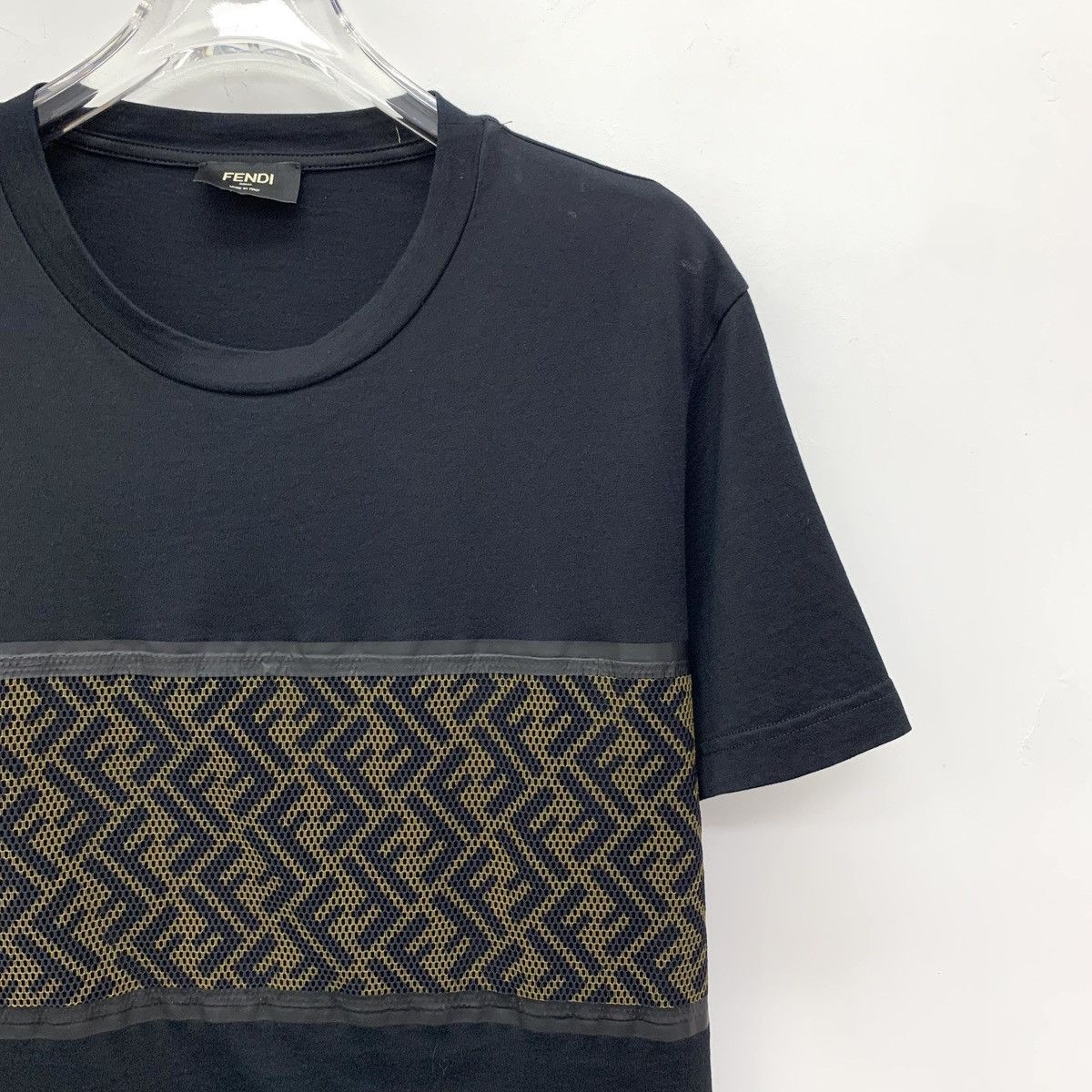 Fendi Fendi 22SS Black Monogram Spliced Short Sleeve T-Shirt K26WX Size US L / EU 52-54 / 3 - 3 Thumbnail