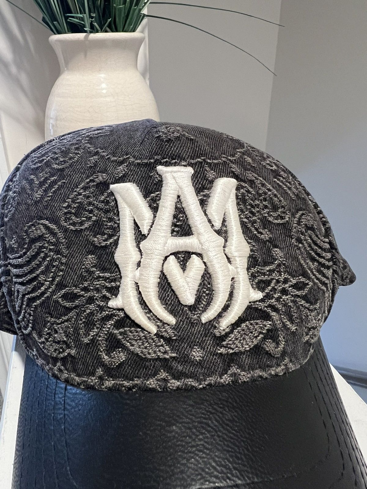 Amiri Amiri Embroidered Print MA Leather Brim Hat Size ONE SIZE - 2 Thumbnail