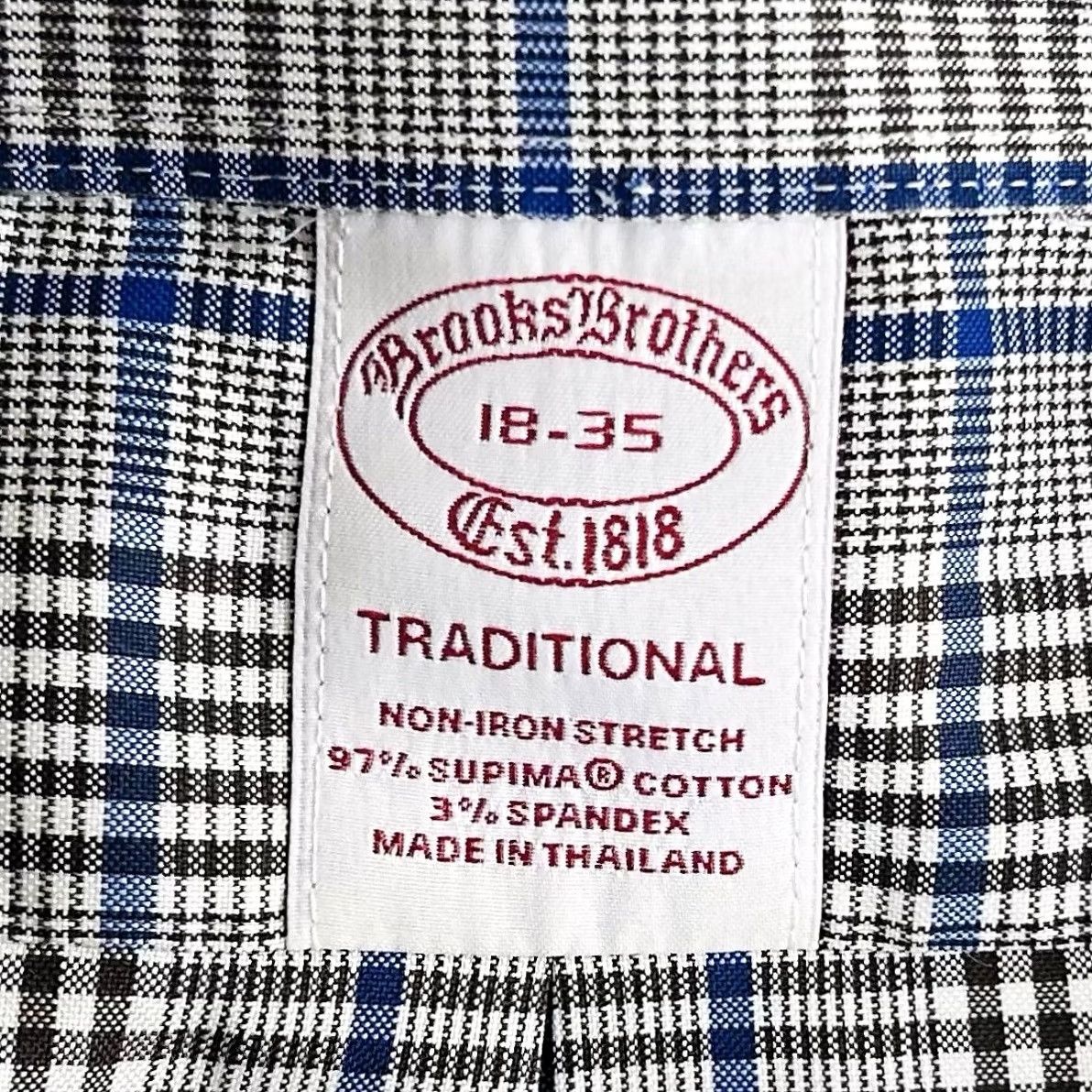 Brooks Brothers Brooks Brothers Dress Shirt Plaid Brown Blue 18 35 Traditional Non-Iron Regular Collar Spread Cuff Mens Size 48R - 3 Thumbnail