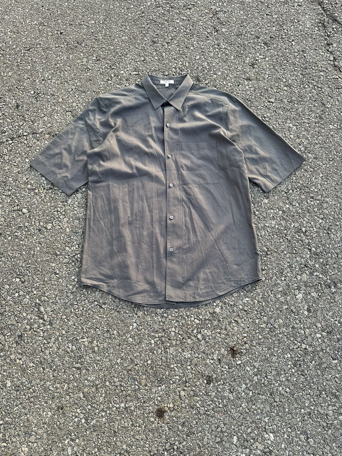 Helmut Lang Helmut Lang Short Sleeved Button Up Shirt Grey Size US L / EU 52-54 / 3 - 7 Thumbnail