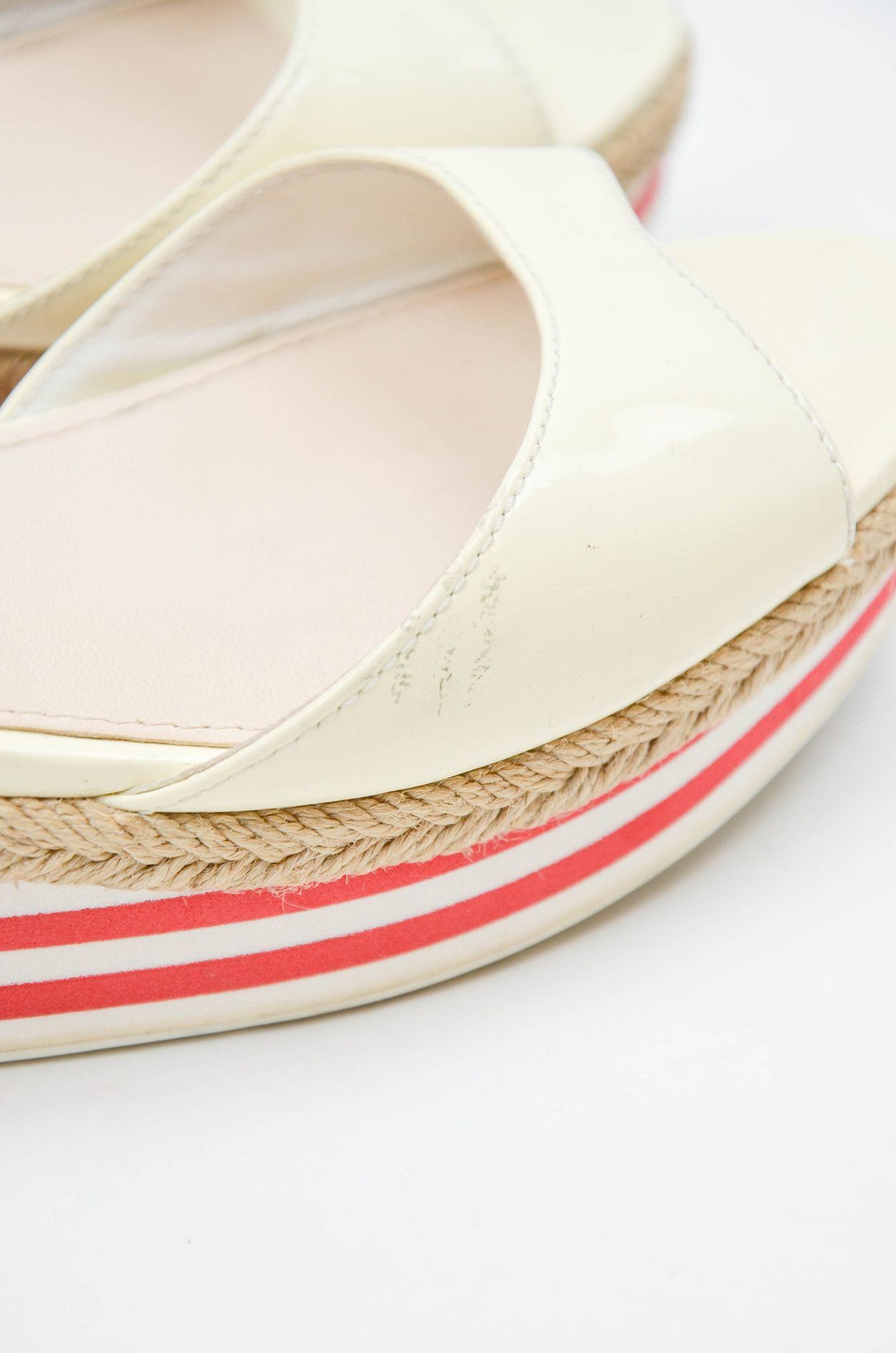 Prada Prada Linea Rossa Beige Leather Wedges Platform Size 38.5 Size US 7.5 / IT 37.5 - 6 Thumbnail