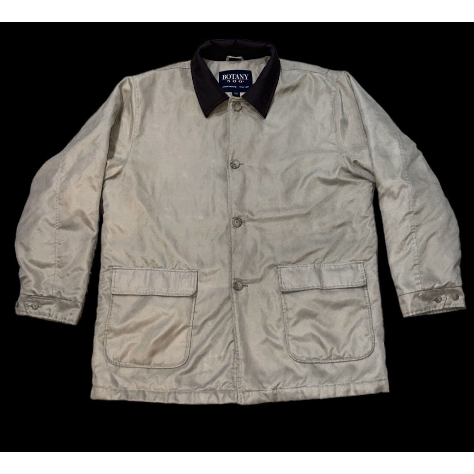 Vintage Botany 500 Coat Mens L Tan Casual Mid-Length Button Up Quilted Lining Soft Jacket Size US L / EU 52-54 / 3 - 2 Thumbnail