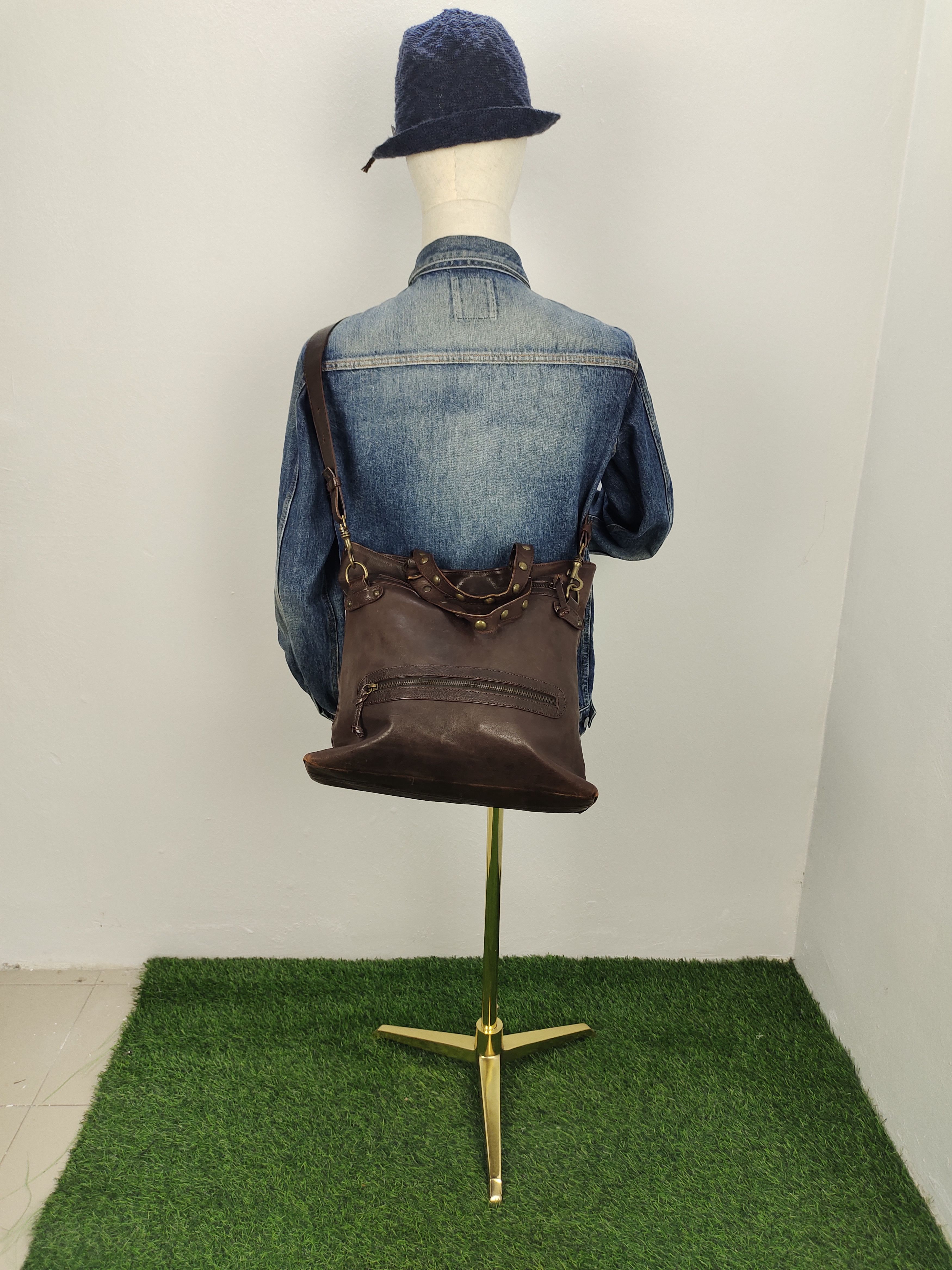 Vintage Via Repubblica Italy Patina Full Leather 2 Way Bag