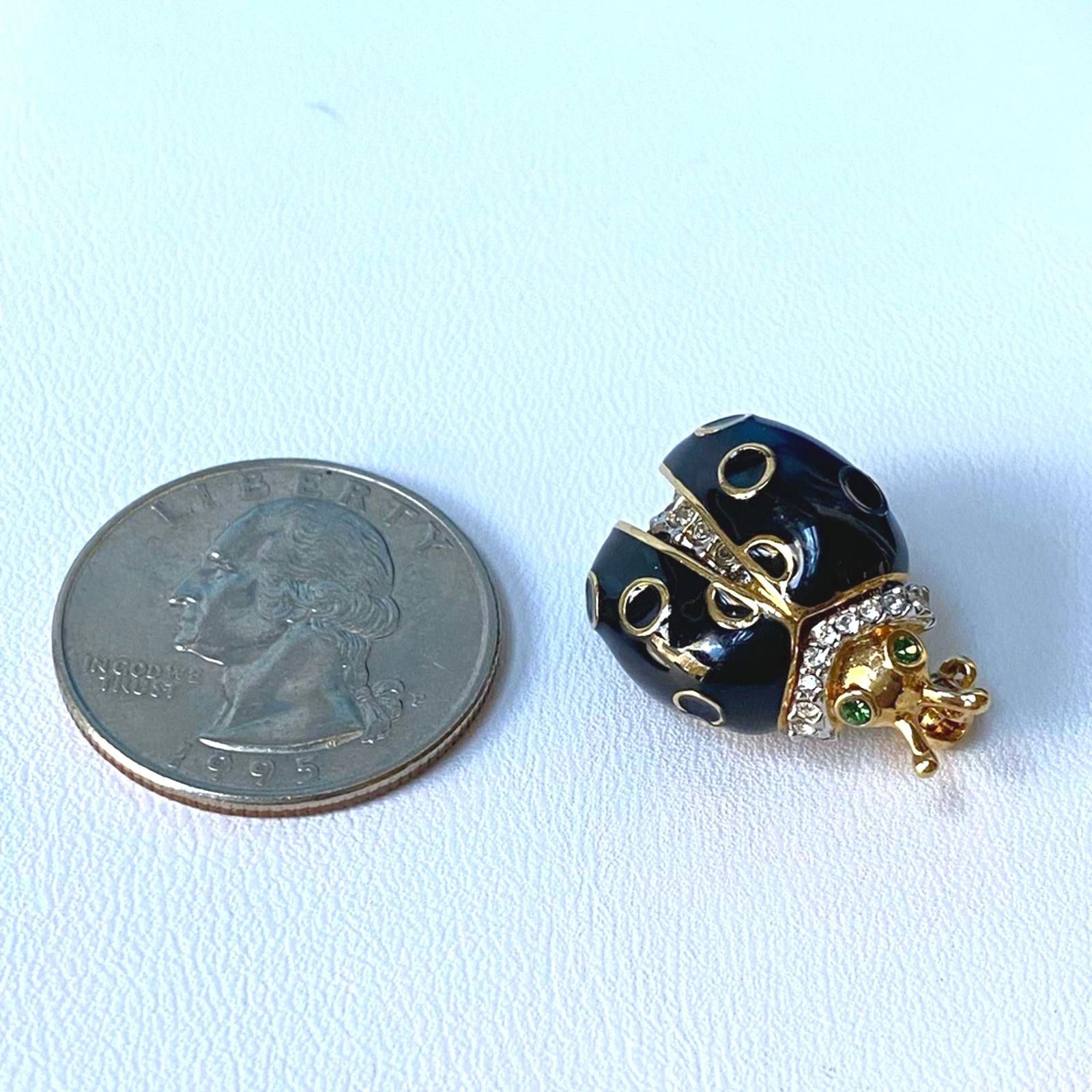 St. John Vintage St. John Gold Black Enamel Rhinestone Ladybug Brooch Size ONE SIZE - 6 Thumbnail