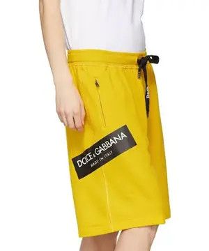 Dolce & Gabbana Dolce & Gabbana Yellow Logo Sweat Shorts Size US 30 / EU 46 - 2 Thumbnail