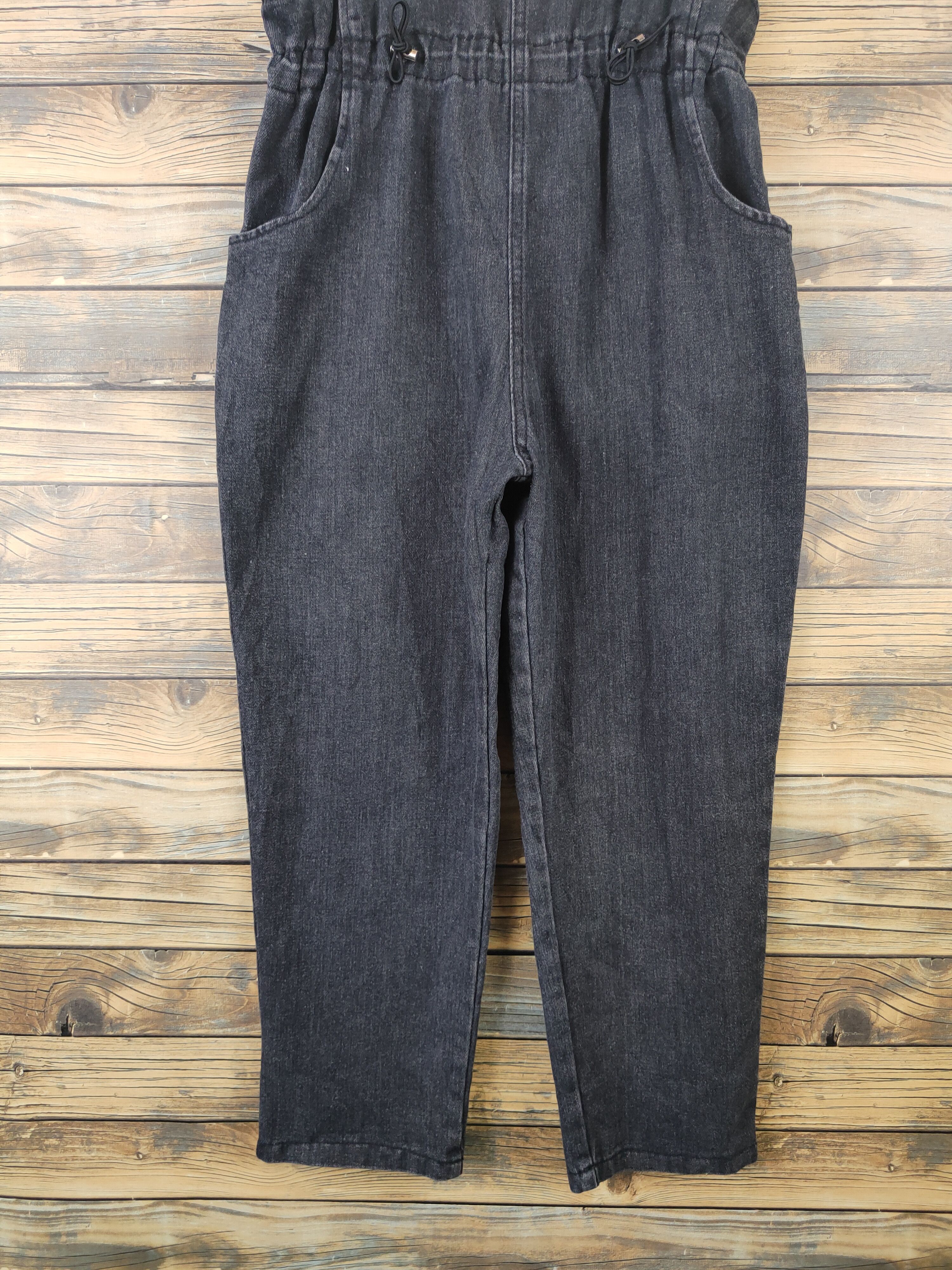 Japanese Brand × Vintage Vintage Streetwear by Japanese Brand Black Denim Jumpsuits Size 37" - 5 Thumbnail