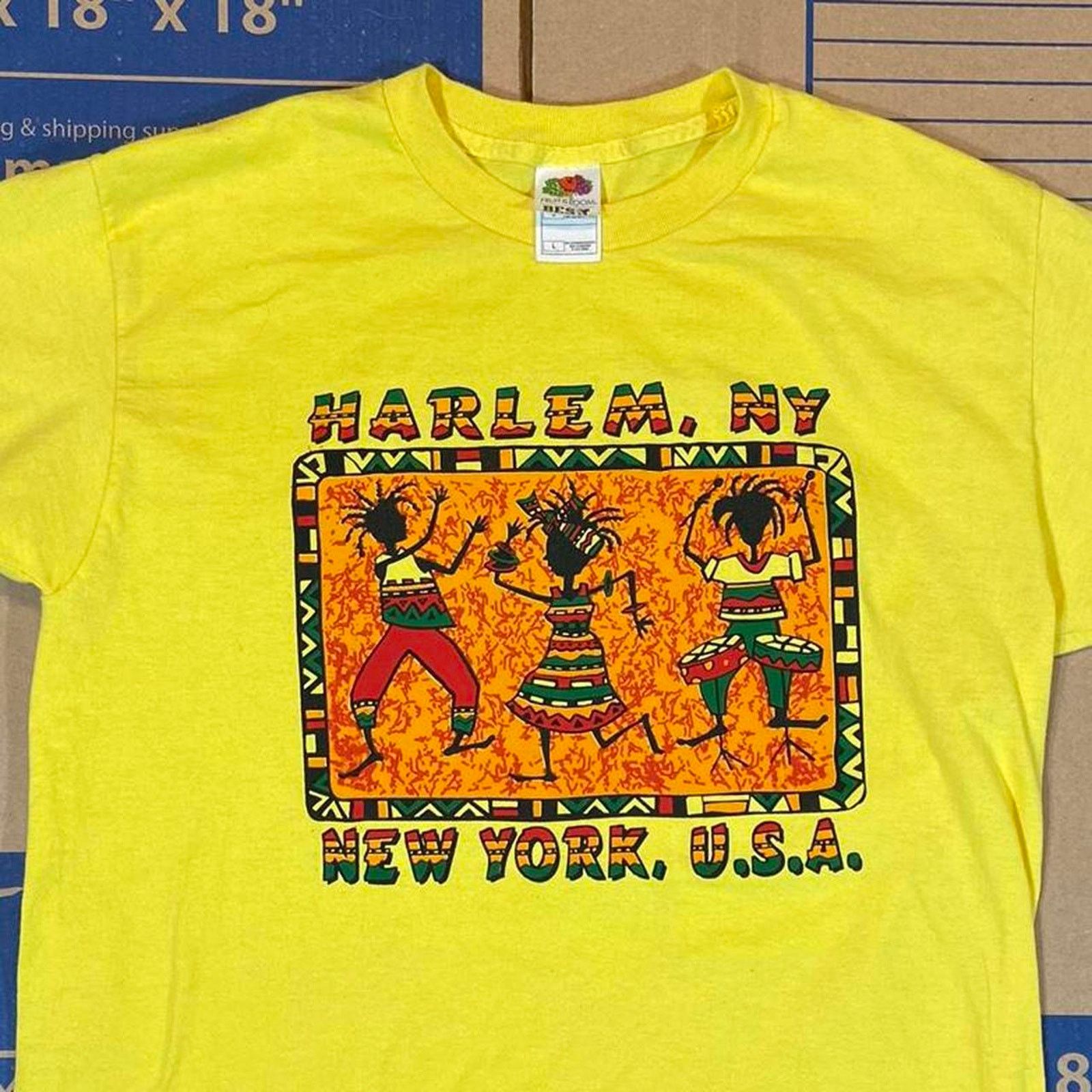 Fruit Of The Loom 90s harlem ny tee shirt yellow fotl Size US L / EU 52-54 / 3 - 2 Thumbnail