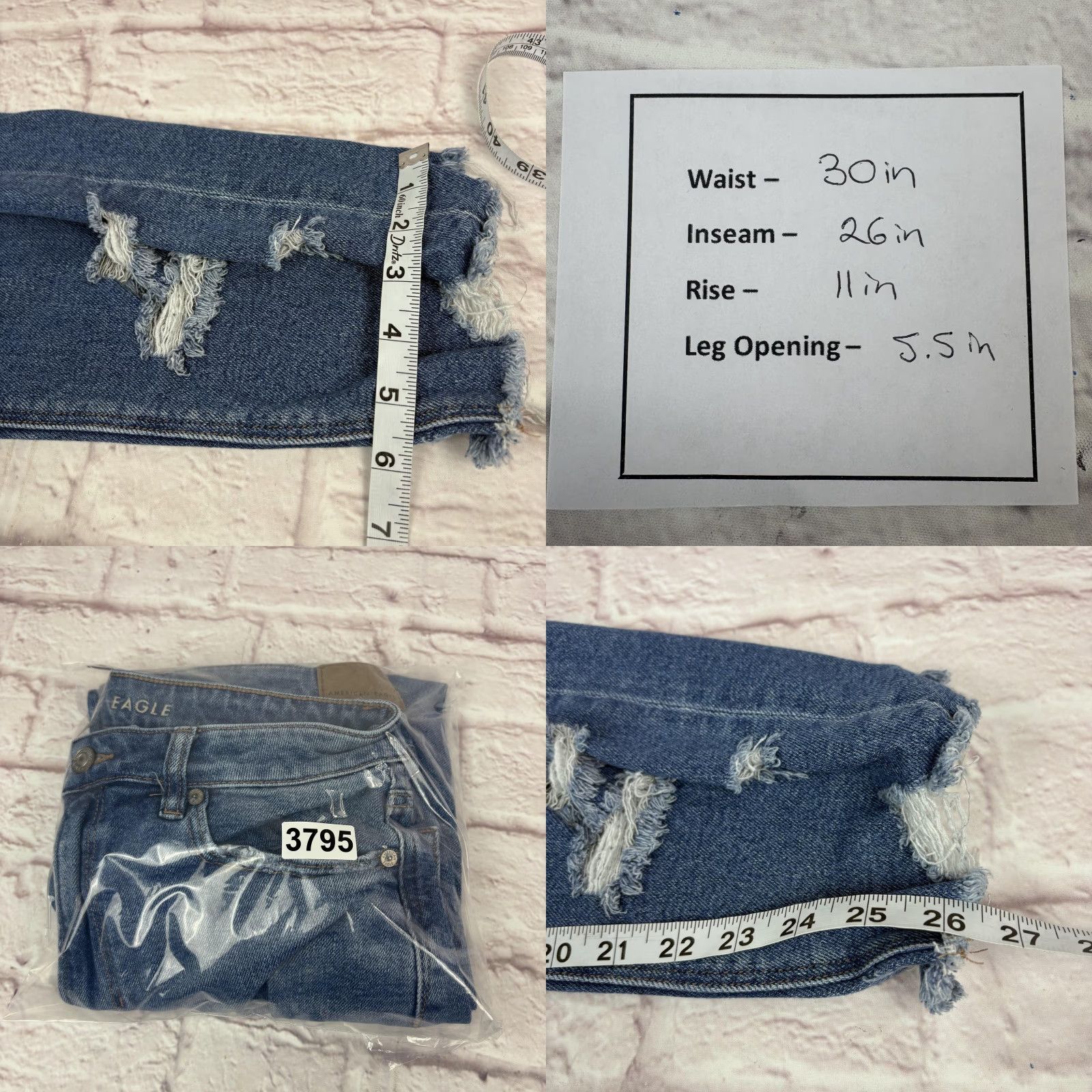 American Eagle Outfitters American Eagle Jeans Womens 10 Blue High Rise Straight Distressed Stretch 30x26 Size 32" / US 10 / IT 46 - 9 Thumbnail