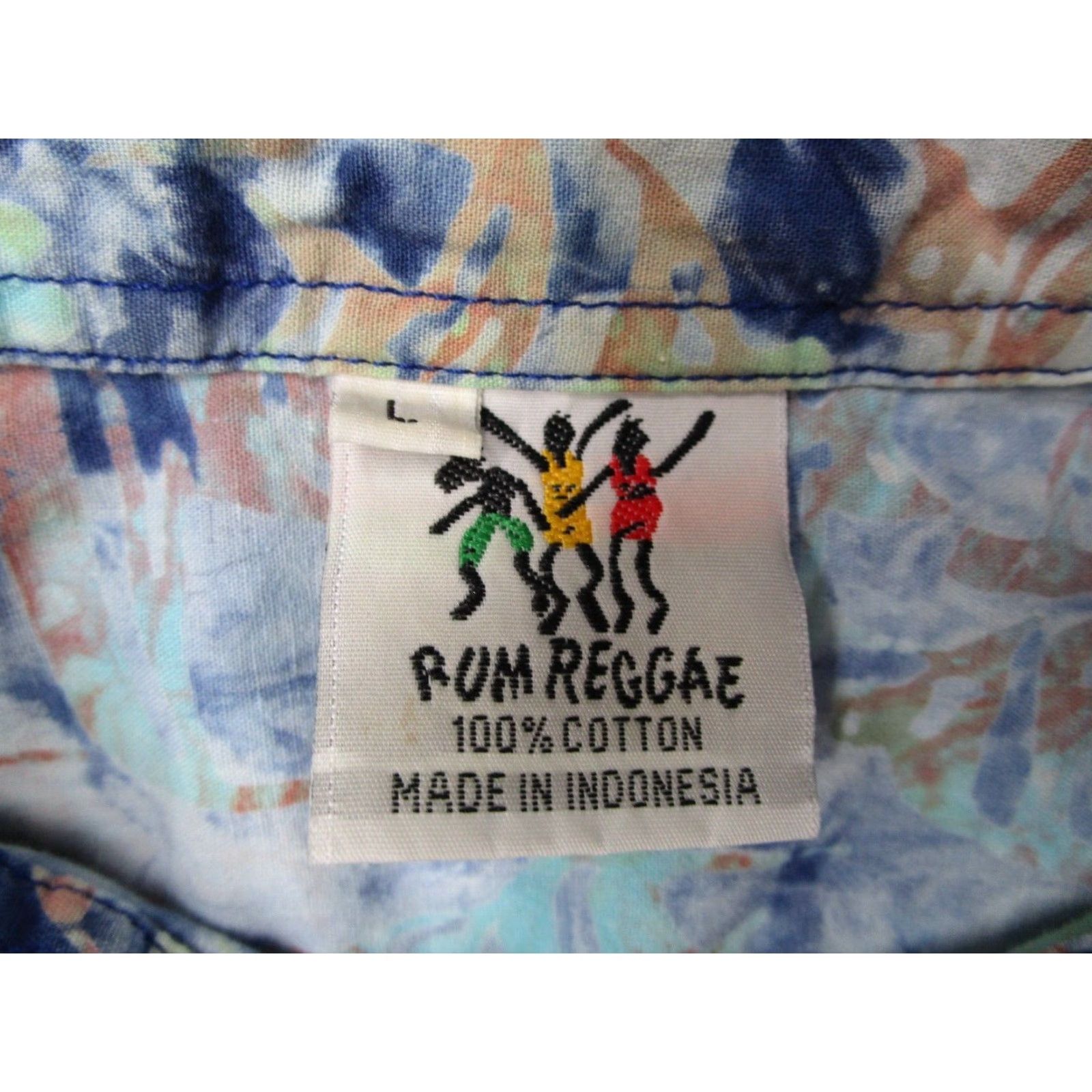 Vintage Rum Reggae Mens Large Blue Short Sleeve Button Up Tropical Fish Hawaiian Shirt Size US L / EU 52-54 / 3 - 3 Thumbnail