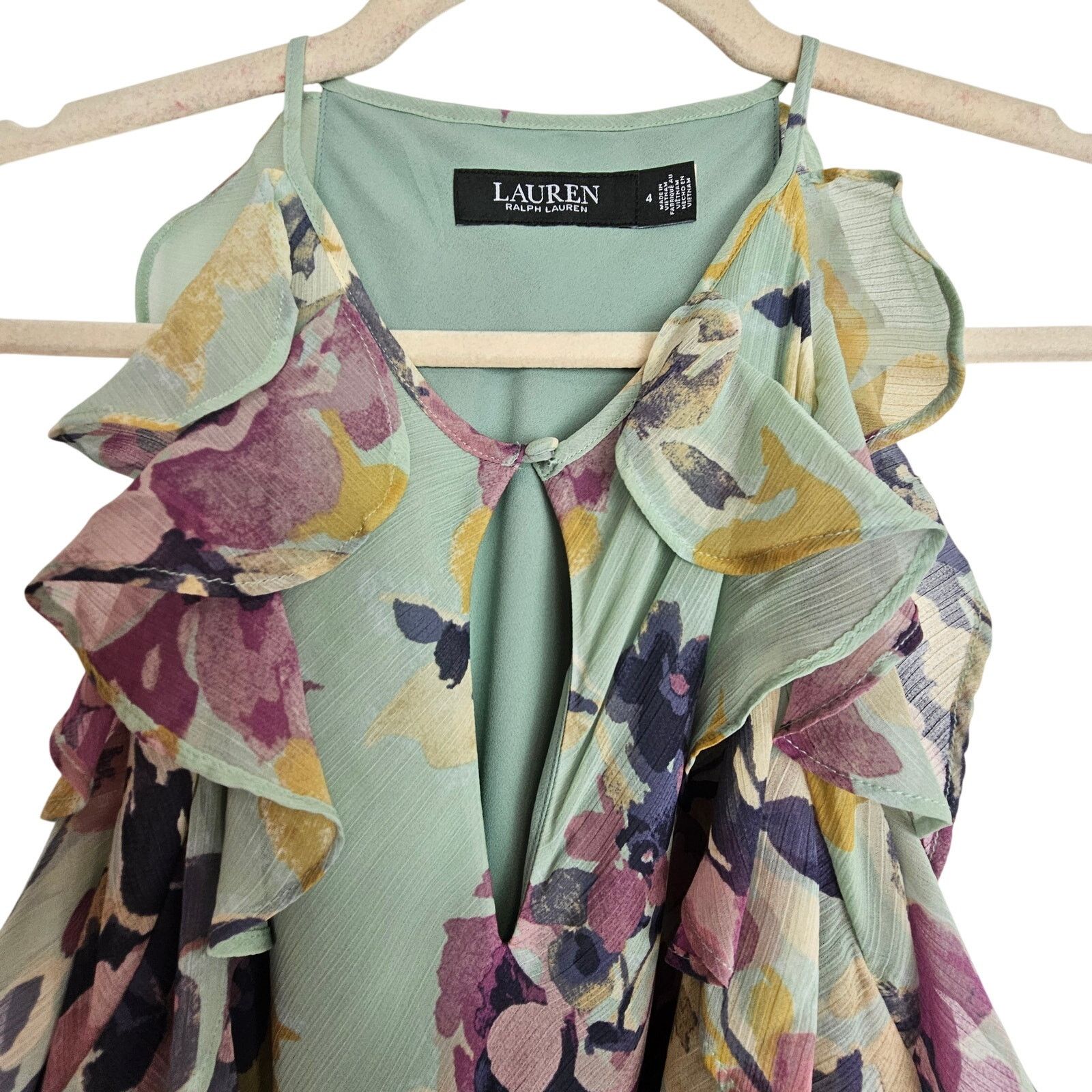 Lauren Ralph Lauren Lauren Ralph Lauren Womens Floral Ruffle Top Sz 4 Romantic Size S / US 4 / IT 40 - 2 Thumbnail
