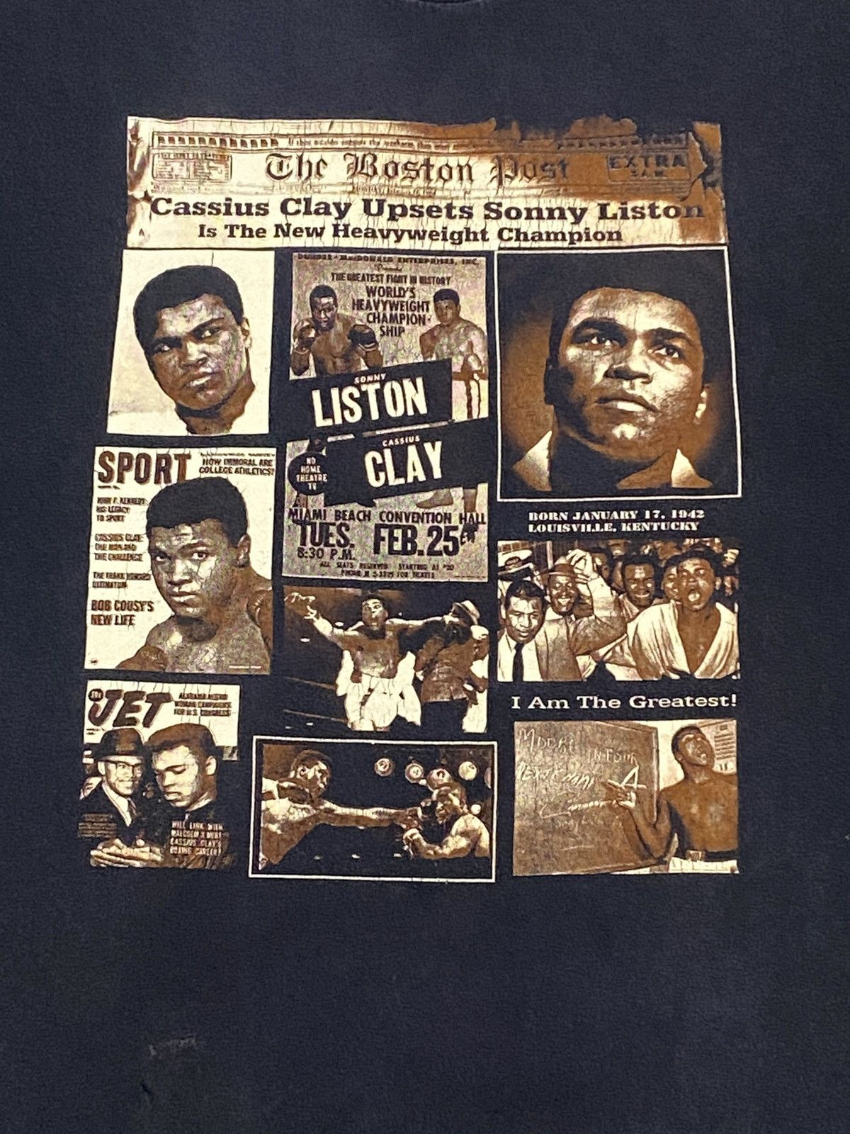Vintage Vintage Muhammad Ali Cassius Clay Vs Sonny Liston T-Shirt Size US XXL / EU 58 / 5 - 6 Thumbnail