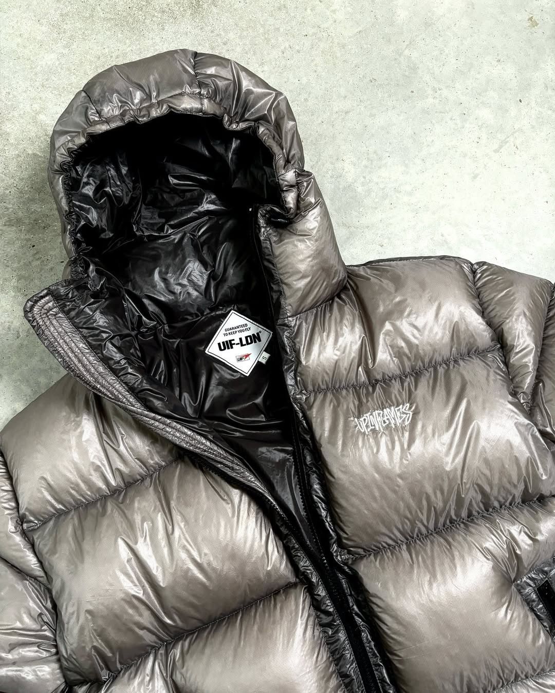 Other UK Up In Flames Grey Puffer Jacket Size US L / EU 52-54 / 3 - 1 Thumbnail