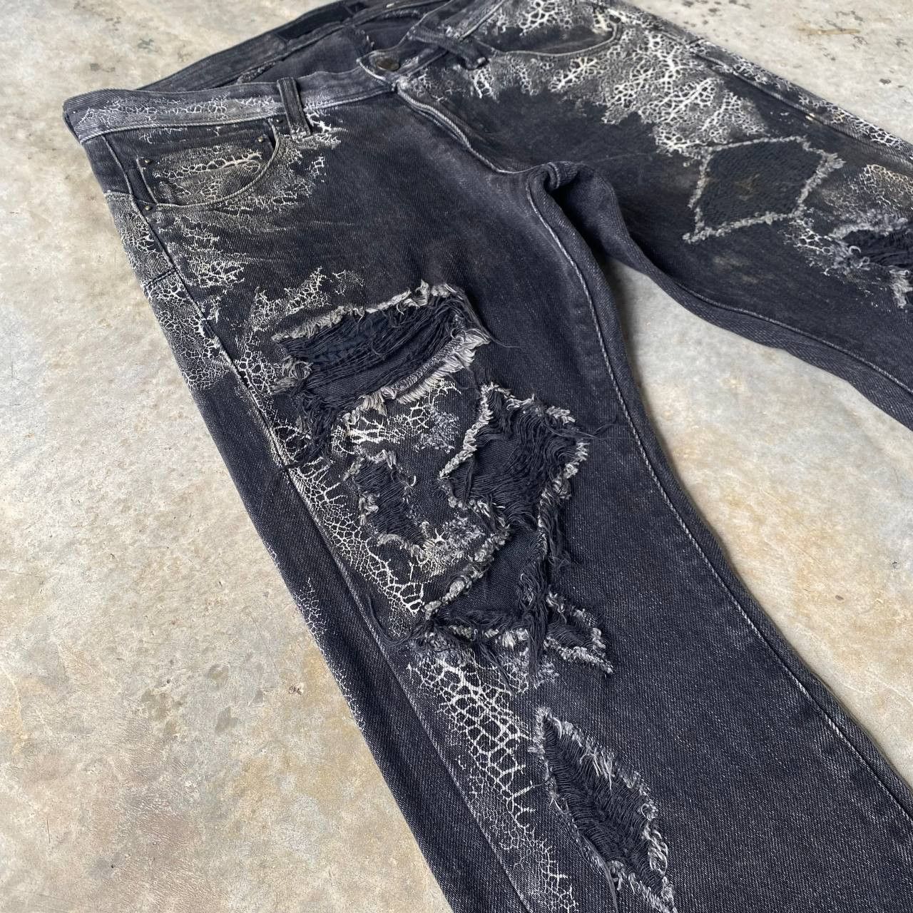 JACKROSE Rare Jackrose Luv Maison Python+Spider Web Distressed Denim Size US 28 / EU 44 - 6 Thumbnail