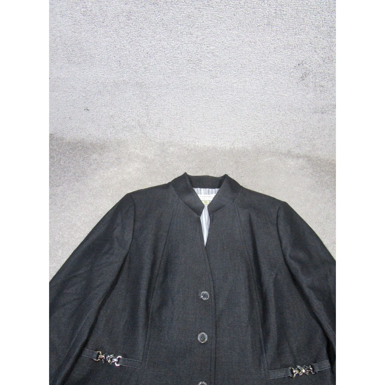 Vintage Tahari Jacket Womens 14 Gray Basic Button Up Size XL / US 12-14 / IT 48-50 - 2 Thumbnail