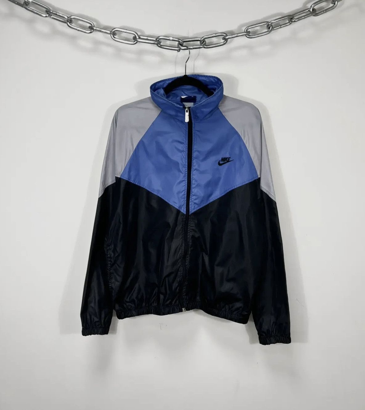 Nike × Vintage Vintage Nike 80s Retro Hype Full Zip Track Nylon Jacket Size US M / EU 48-50 / 2 - 1 Thumbnail