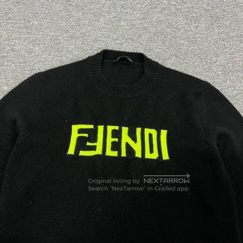 Fendi Fendi Green letter Logo floral cashmere knitted crew neck Size US S / EU 44-46 / 1 - 4 Thumbnail
