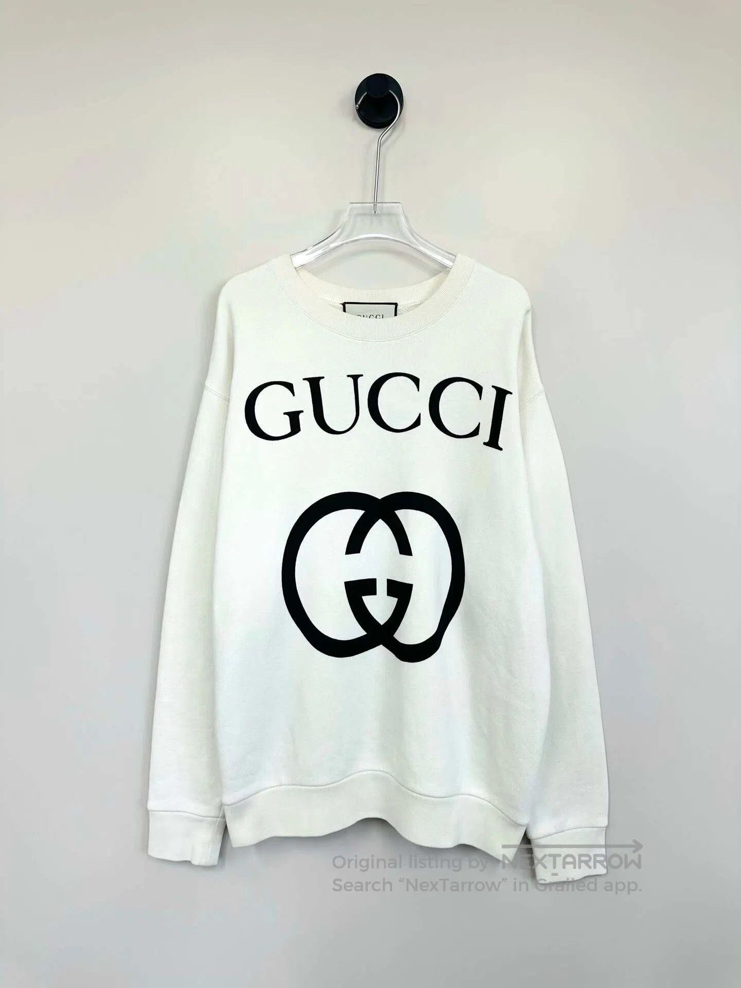 Gucci Guicci Off-white Letter Print Logo Long-sleeve Hoodie| Size US S / EU 44-46 / 1 - 1 Thumbnail