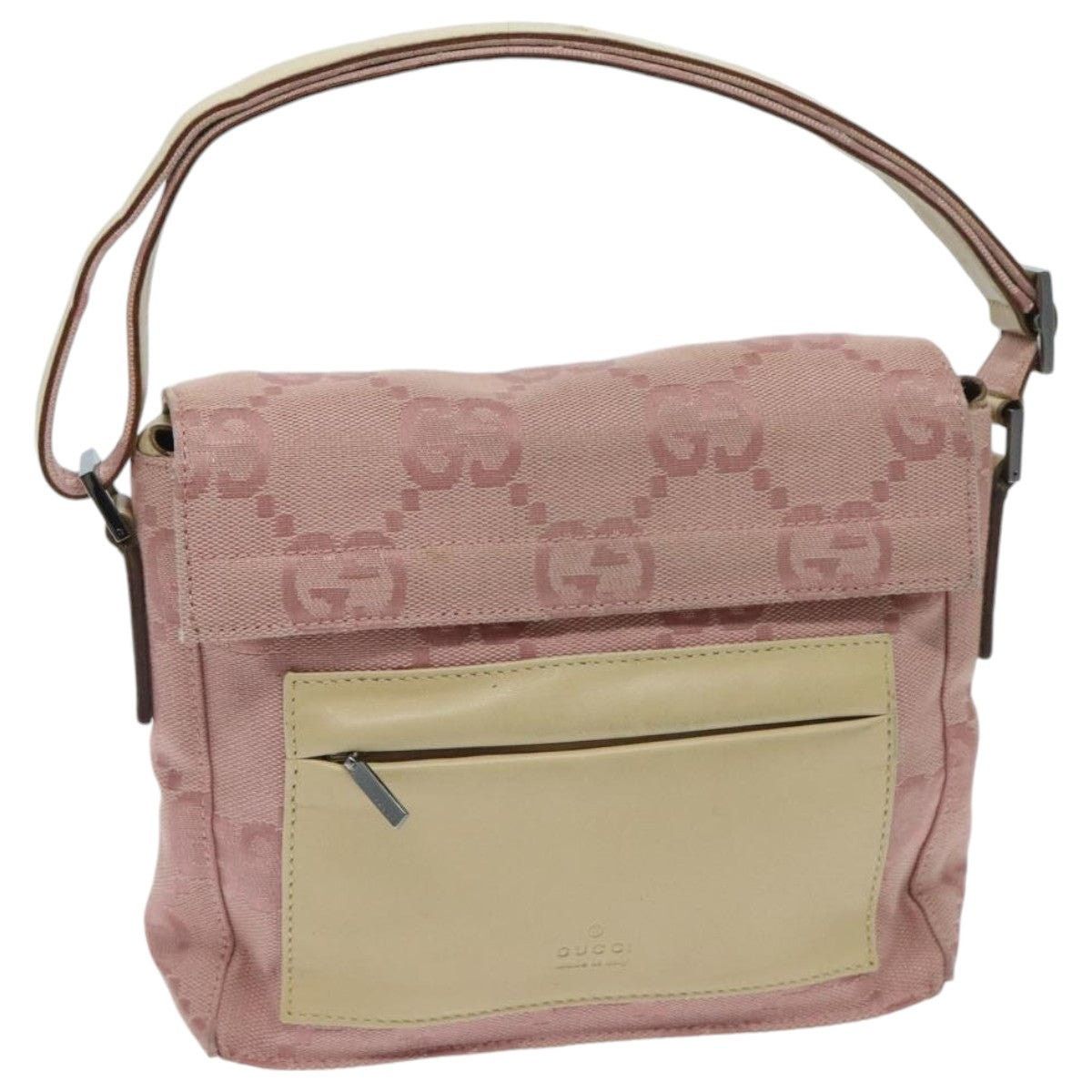 Gucci GG Canvas Shoulder Bag Pink Silver, Women's