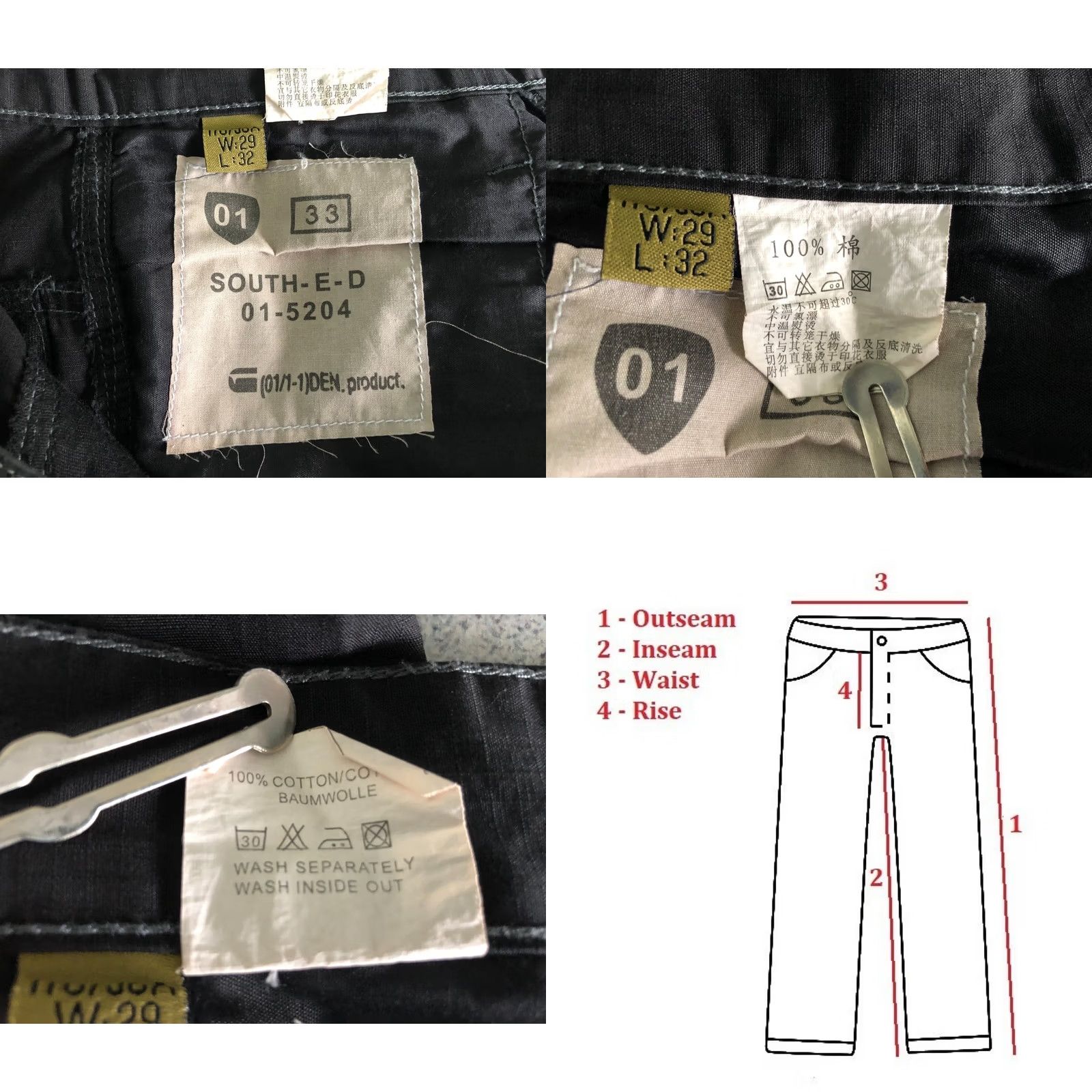 G-Star G-Star 3301 Cargo Pants Regular Cotton Black W29 L32 Mens Pants Size US 29 - 10 Thumbnail