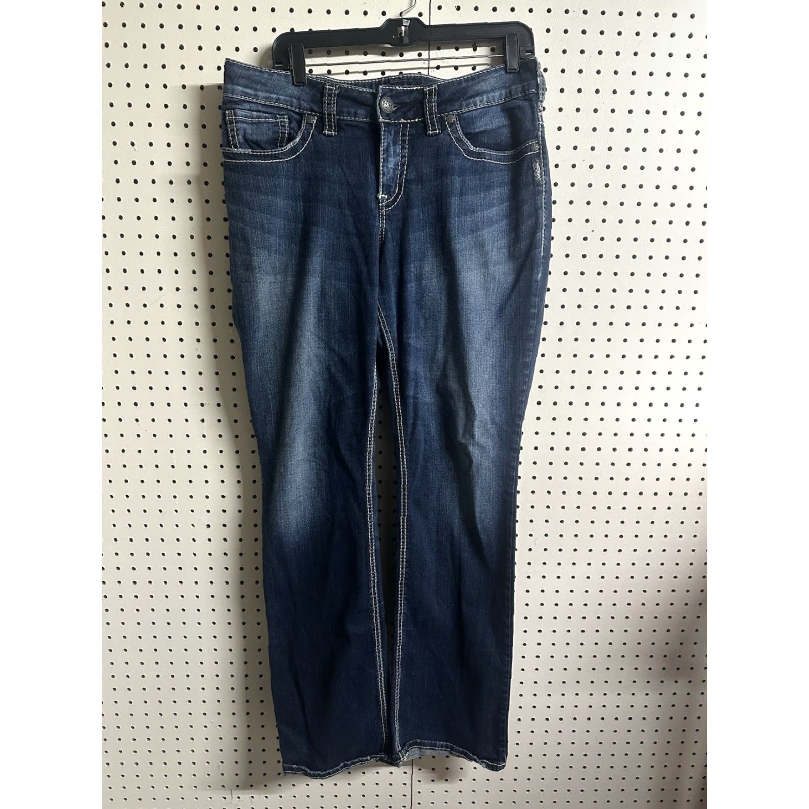 Silver Jeans Co. Silver Jeans Suki Womens Jeans 34x33 Slim Boot Dark Wash Stretch Denim Size 30" / US 8 / IT 44 - 3 Thumbnail