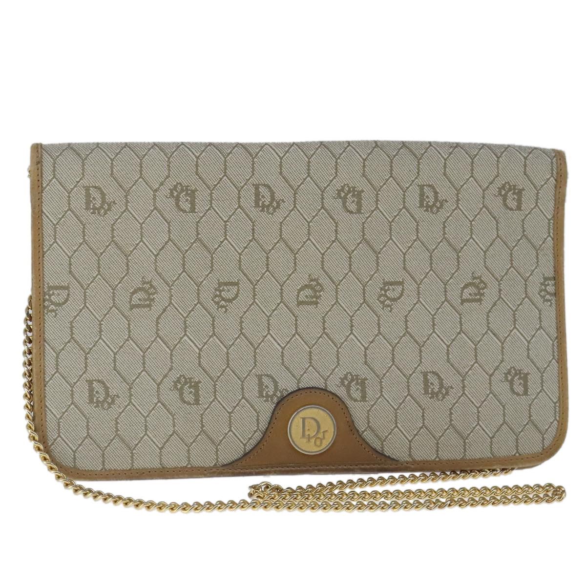 Dior DIOR Honeycomb Canvas Chain Shoulder Bag Beige Gold Size ONE SIZE - 1 Thumbnail