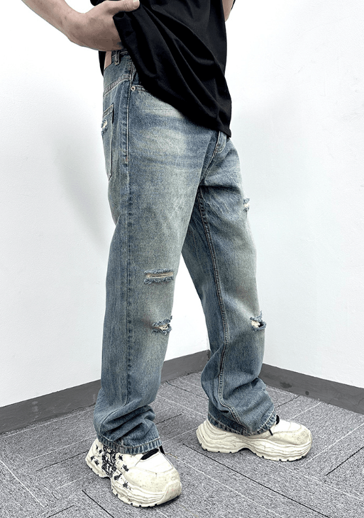 Japanese Brand × Vintage Retro simple classic distressed straight jeans Size US 32 / EU 48 - 3 Thumbnail
