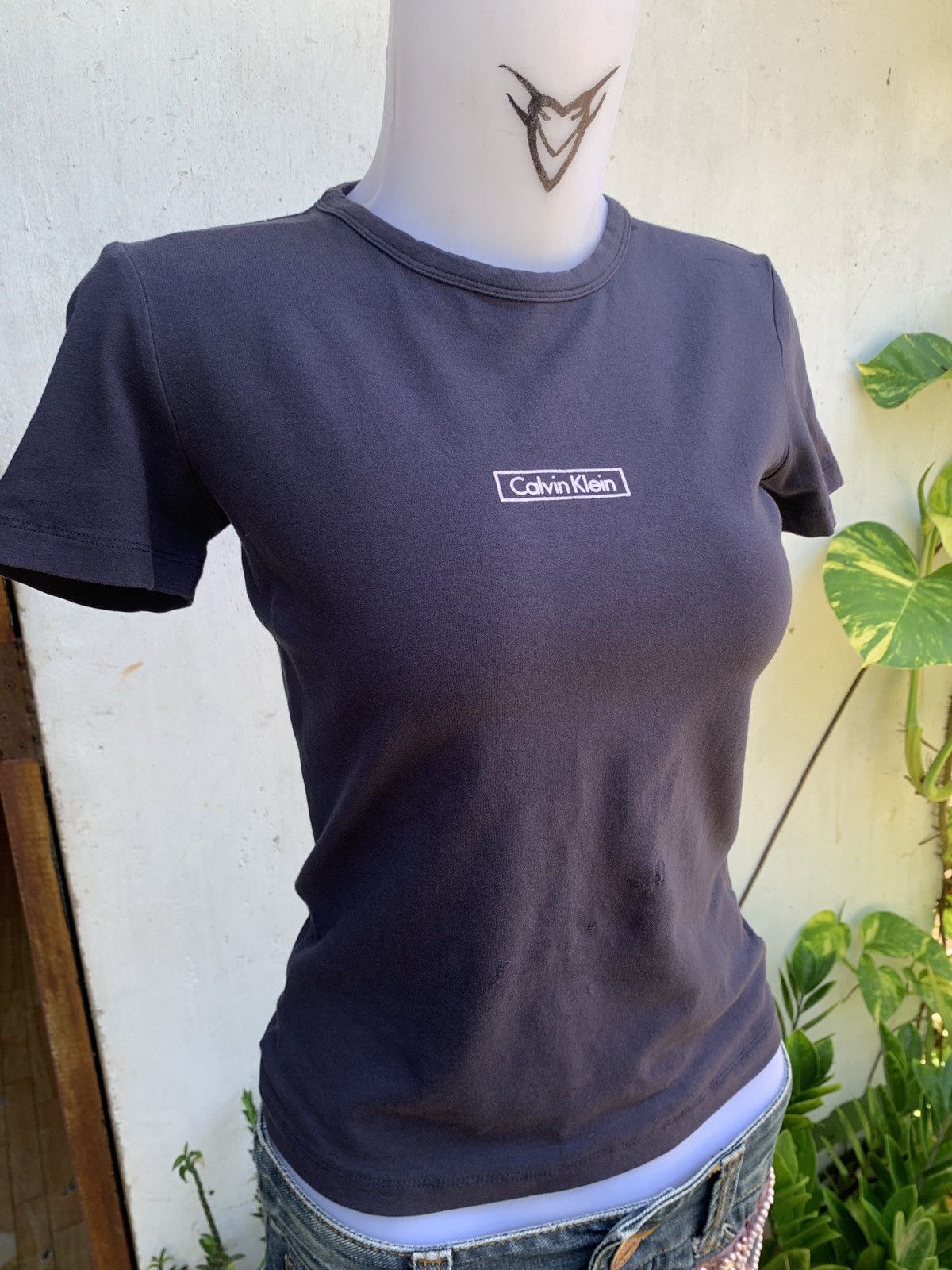 Calvin Klein y2k Calvin Klein Faded Black Trash Petite Fitted Top Size S / US 4 / IT 40 - 2 Thumbnail
