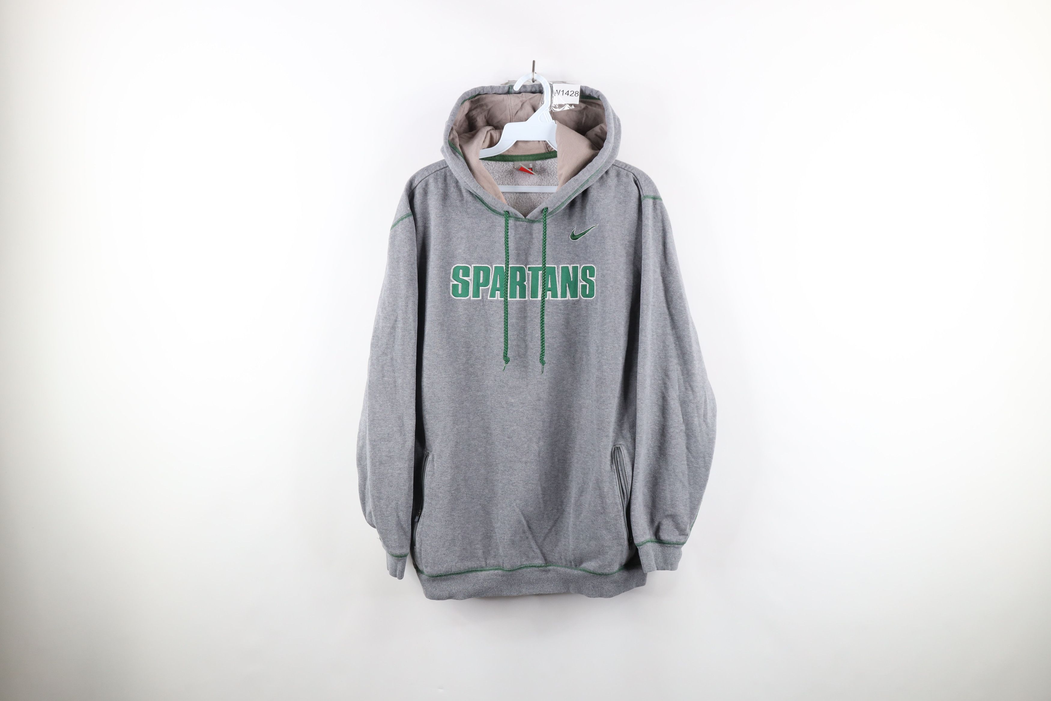 image of Nike Mini Swoosh Michigan State University Hoodie in Grey, Men's (Size Small)