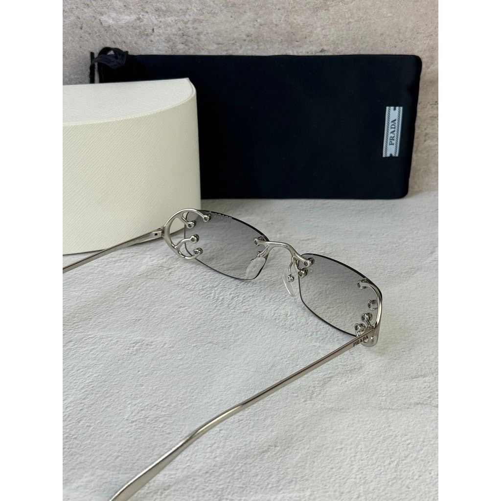 Prada NEW Prada PR C57S Sunglasses in Silver Grey $815 Size ONE SIZE - 8 Thumbnail