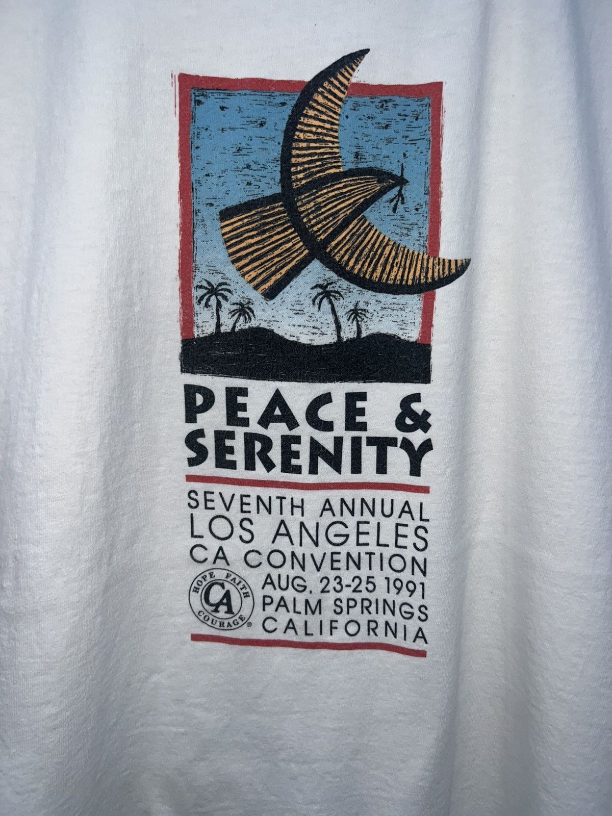 Vintage Peace & Serenity Logo referencing Hope,Faith&Courage Tee Size US M / EU 48-50 / 2 - 2 Thumbnail