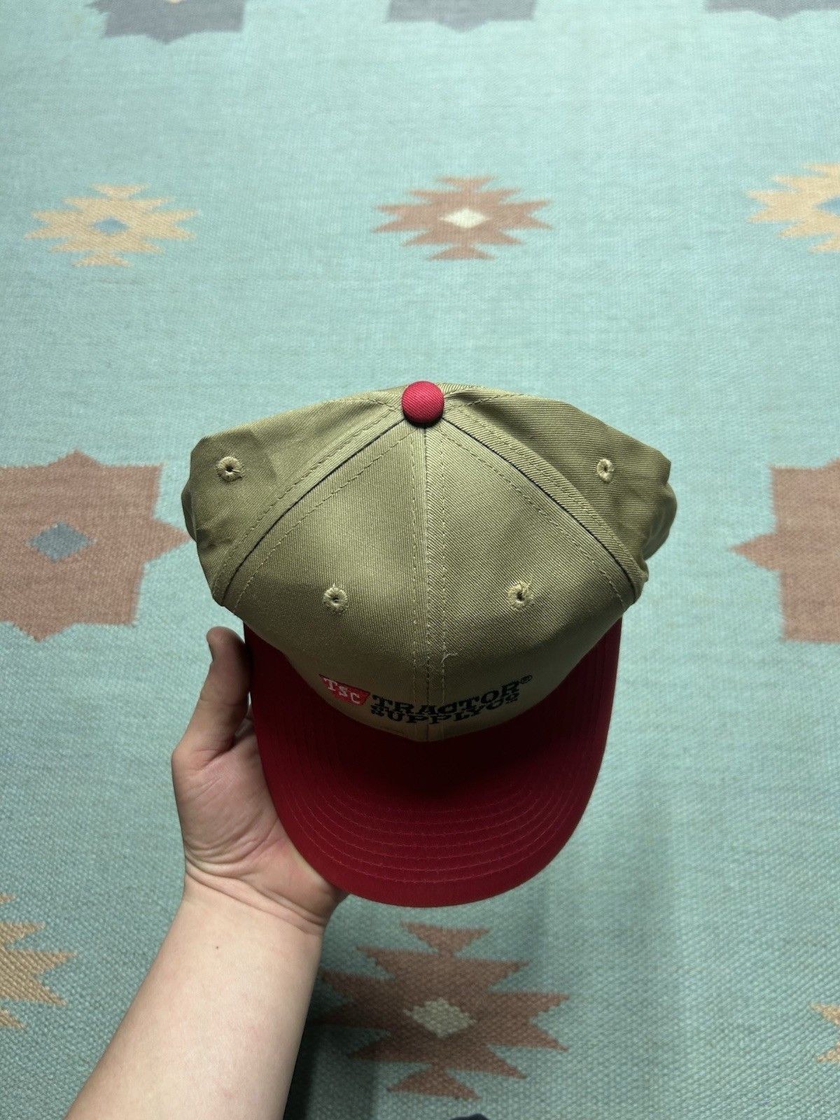 Vintage Tractor supply co snapback hat embroidered logo farm tan red Size ONE SIZE - 3 Thumbnail