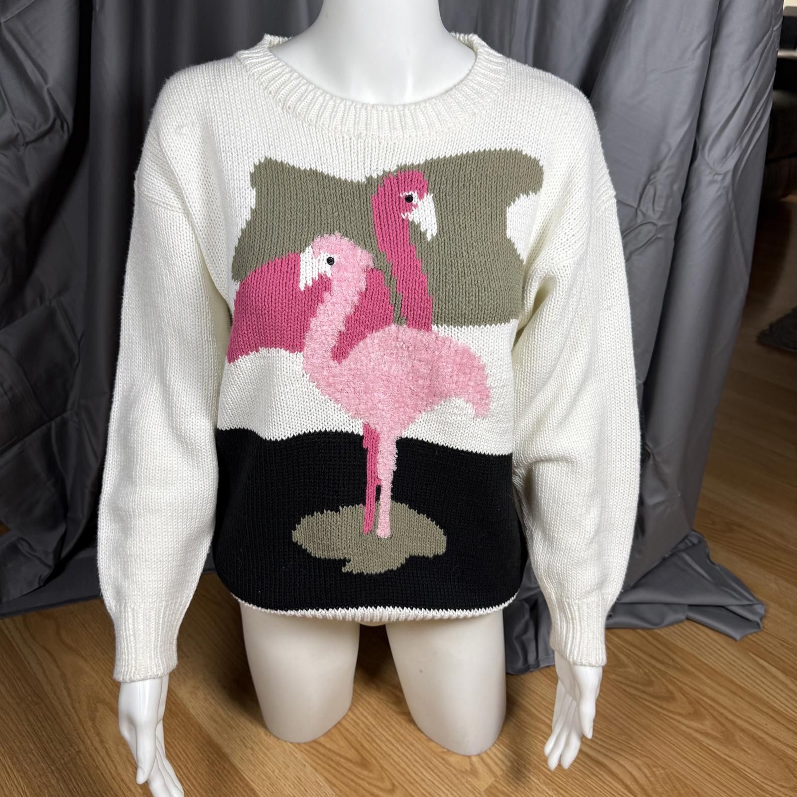 Other Vintage Flamingo Knit Sweater Womens Medium Size M / US 6-8 / IT 42-44 - 1 Thumbnail