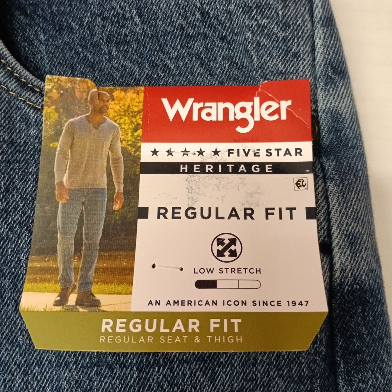 Wrangler Wrangler Regular Fit Five Star Jeans Men's 36x36 Blue Cotton Size US 36 / EU 52 - 4 Thumbnail