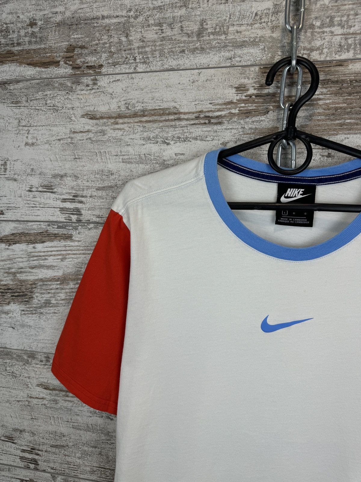 Nike Mens Vintage Nike centre swoosh T-shirt y2k drill tee Size US L / EU 52-54 / 3 - 4 Thumbnail