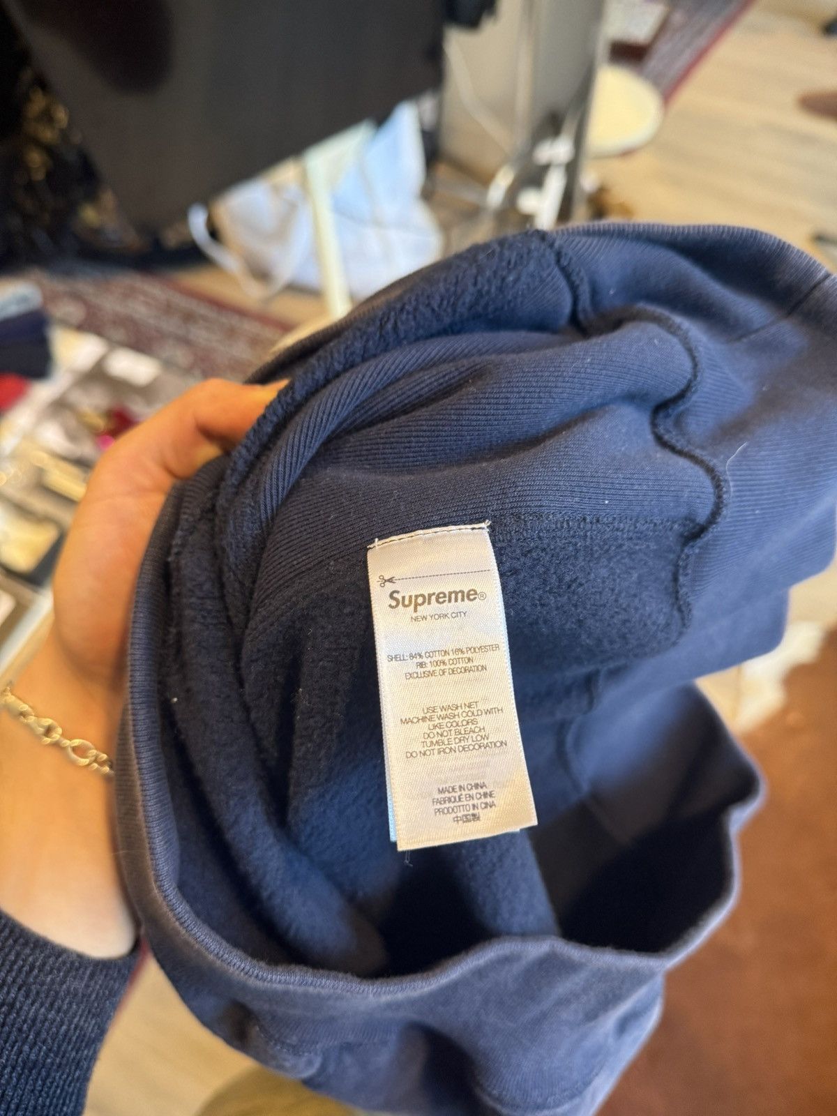 Supreme Supreme Washed Box Logo Creewneck Navy Size US M / EU 48-50 / 2 - 5 Thumbnail