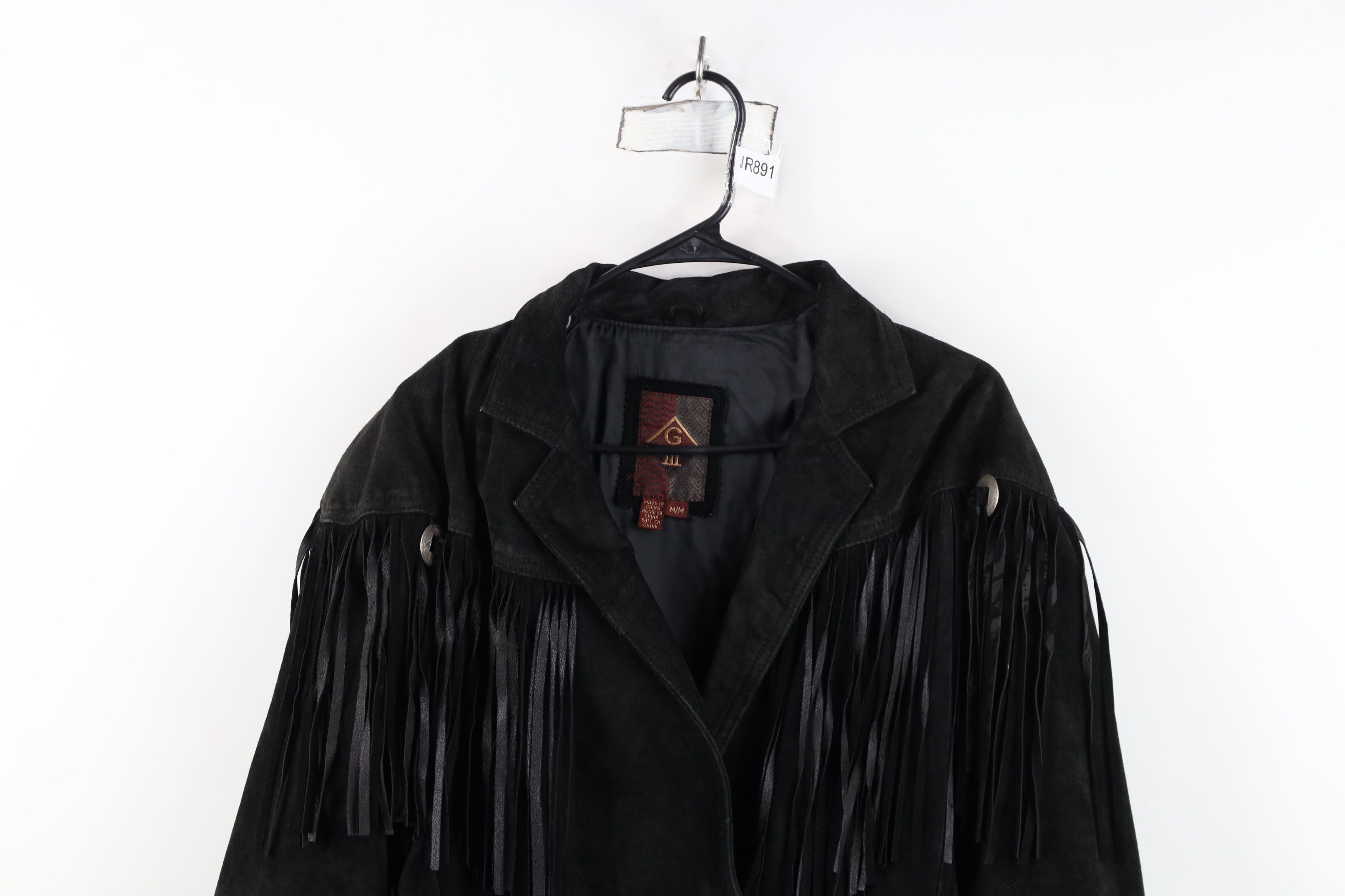 Vintage Vintage 90s Streetwear Western Suede Leather Jacket Black Size M / US 6-8 / IT 42-44 - 2 Thumbnail