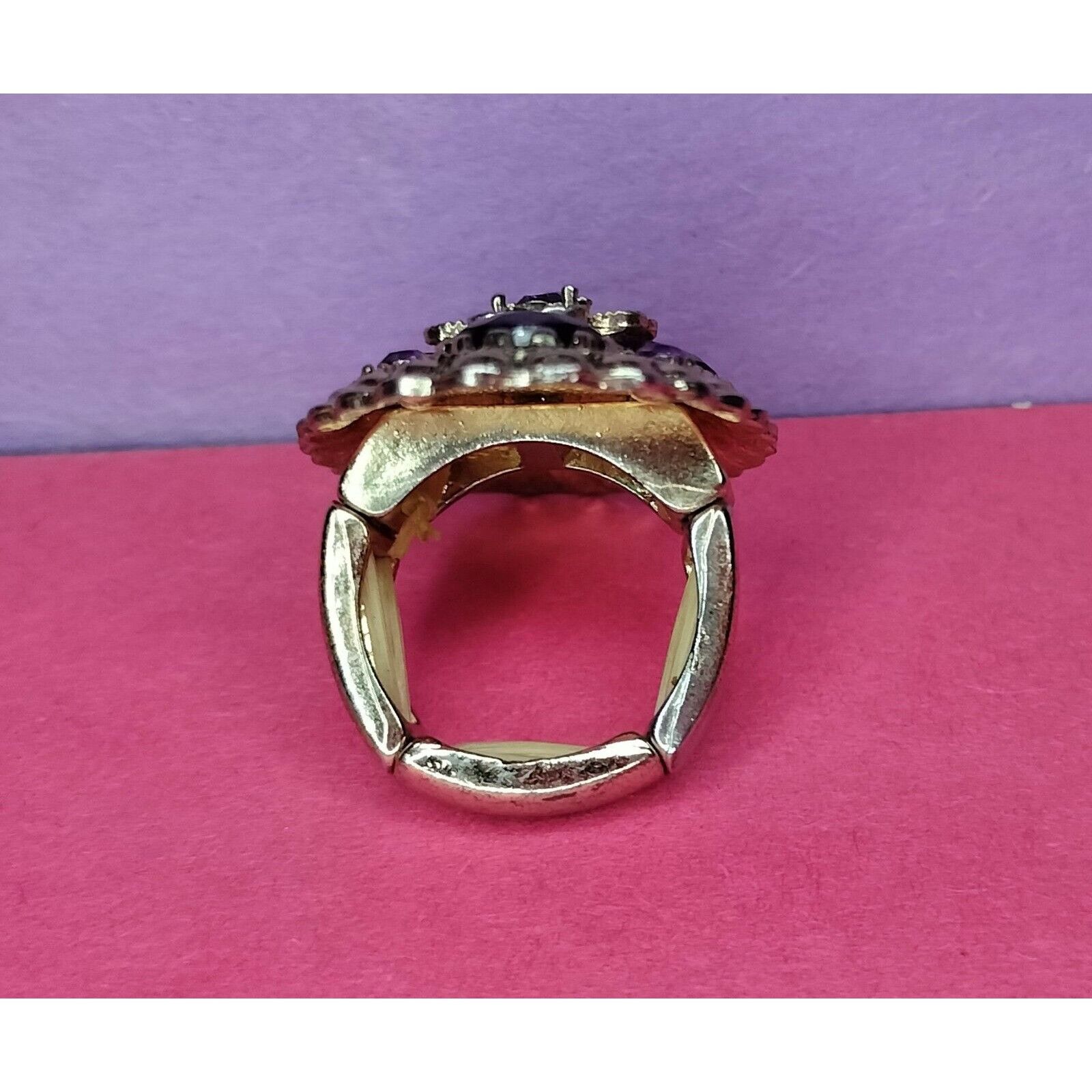 Vintage Purple Amethyst Cocktail Ring Stretch Band 1 Size Jewelry Bo Size ONE SIZE - 6 Thumbnail