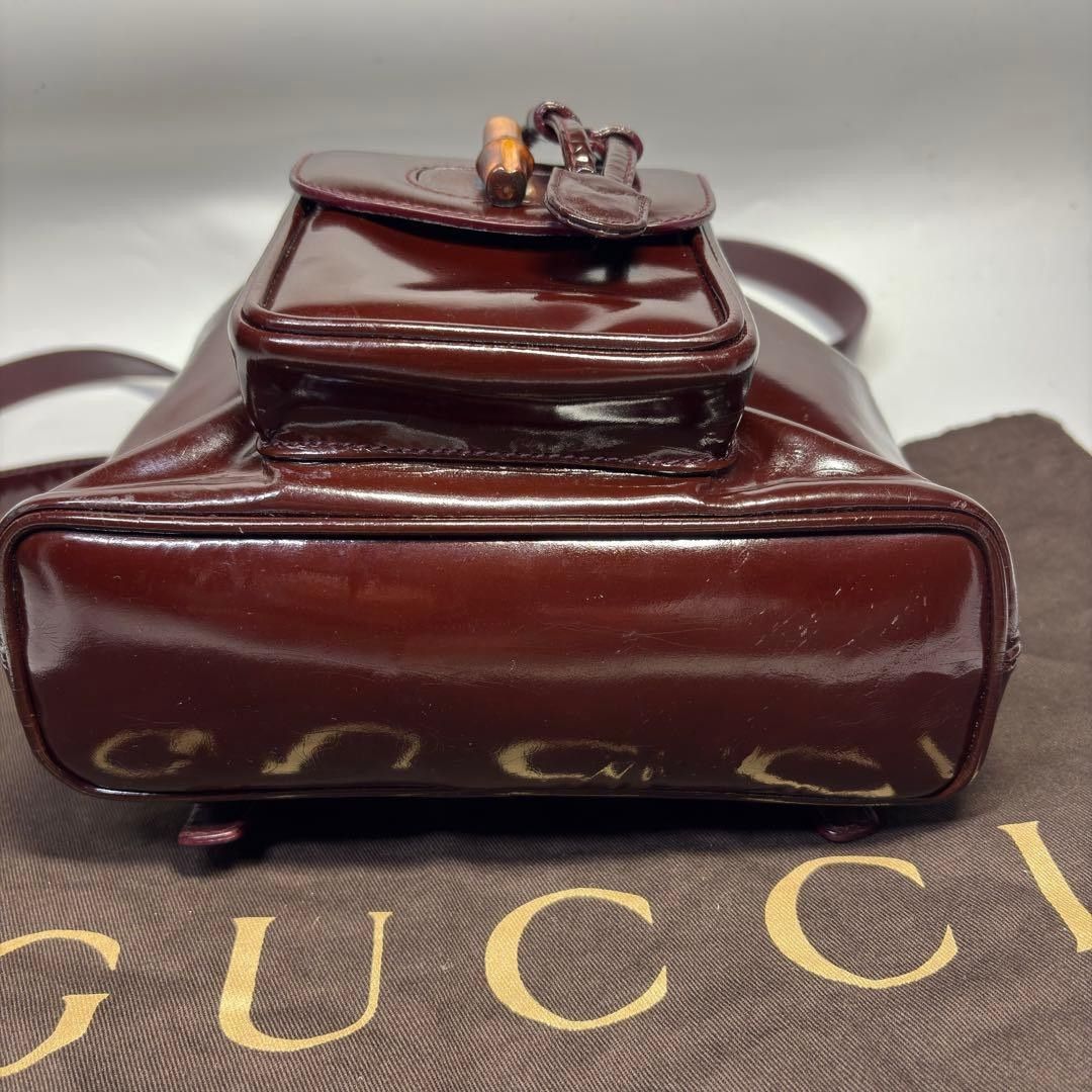 Gucci Gucci - Patent Leather Bamboo Mini Rucksack Bag Preloved Size ONE SIZE - 6 Thumbnail