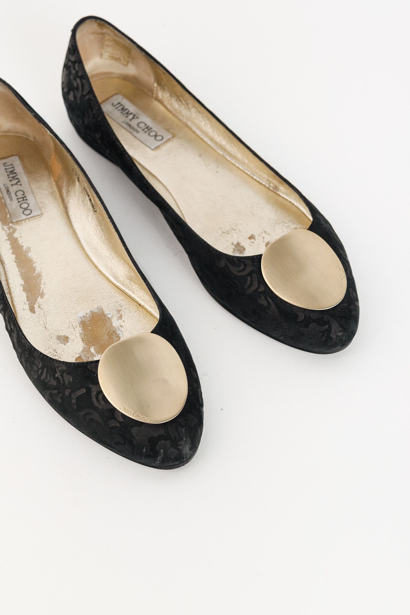 Jimmy Choo Jimmy Choo Wray Black Baroque Nubuck Leather Flats Size US 9 / IT 39 - 7 Thumbnail
