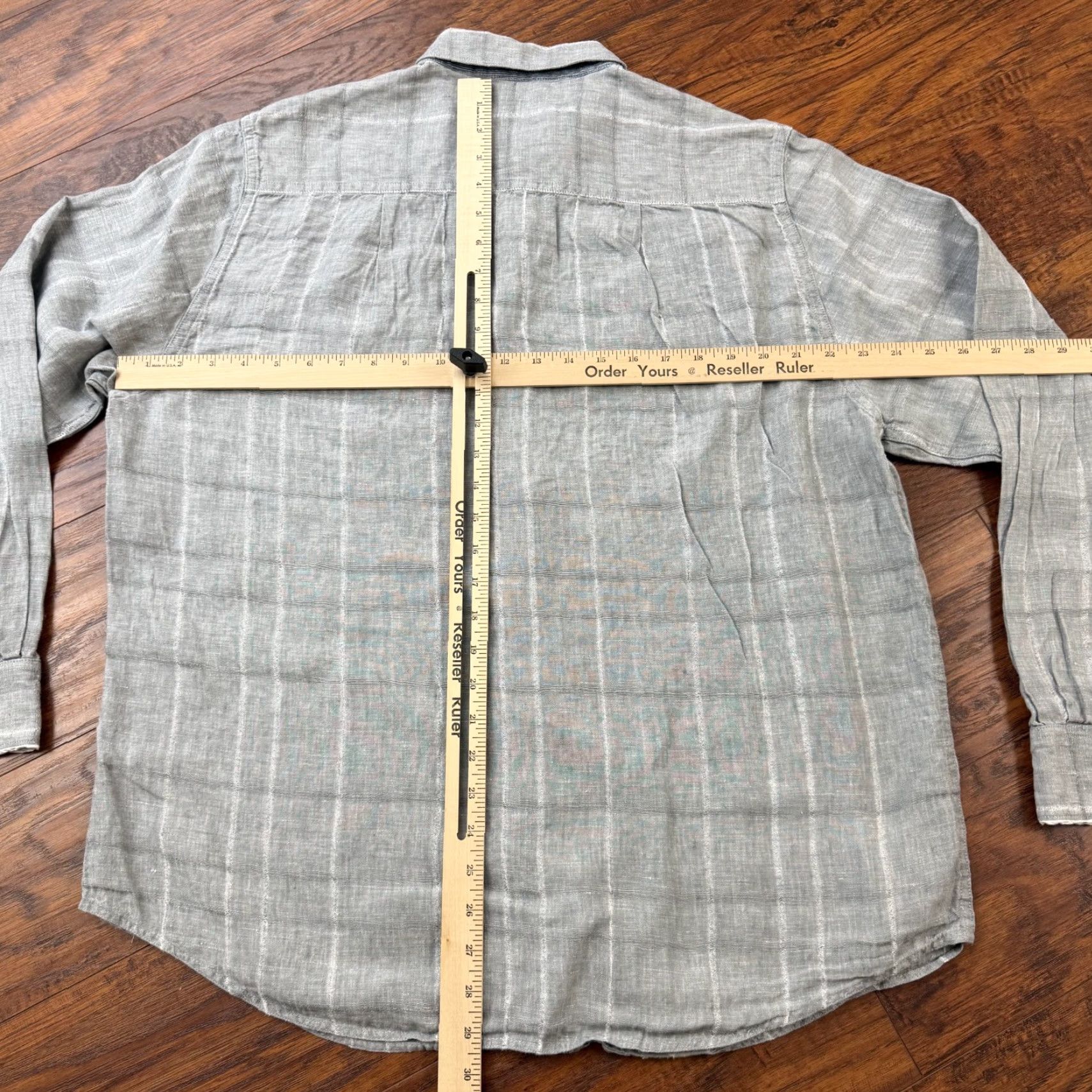 Vintage 32 Bar Blues Shirt Mens XL Gray Linen Plaid Long Sleeve Lightweight Button-Up with Pockets Size US XL / EU 56 / 4 - 7 Thumbnail