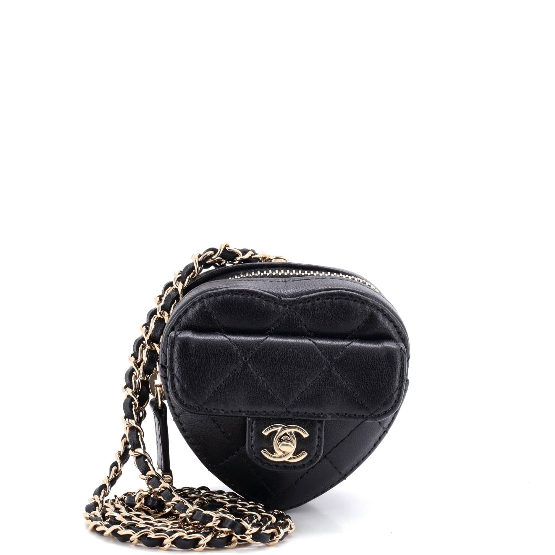 Chanel CC in Love Heart Chain Necklace Zip Coin Purse Size ONE SIZE - 1 Thumbnail
