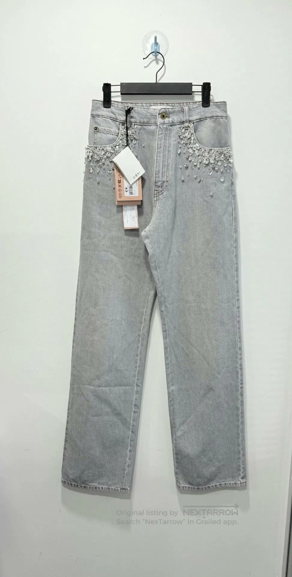 Miu Miu Miu Miu 25 Rhinestone Gray Jeans 24. Size 24" / US 00 / IT 34 - 1 Thumbnail