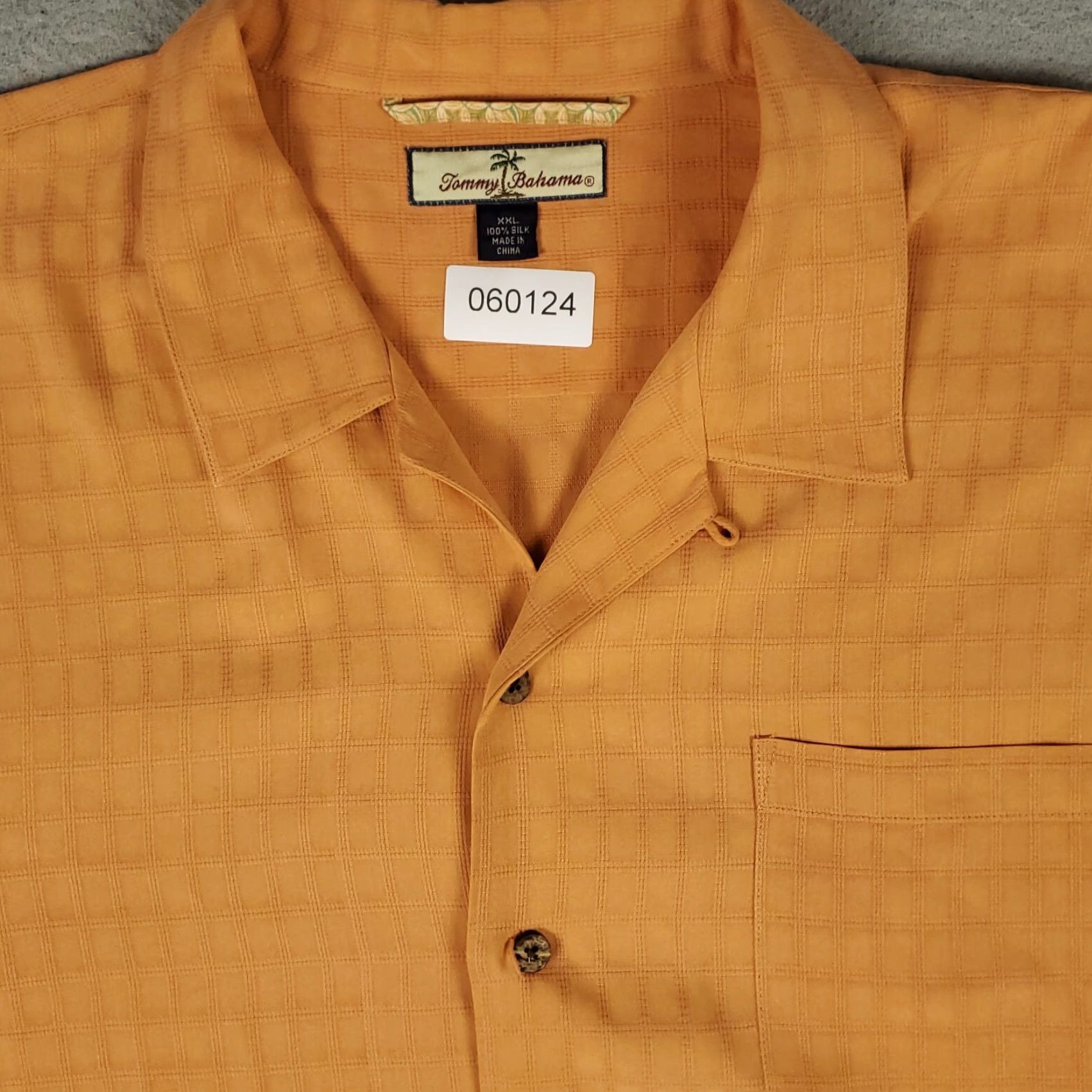 Tommy Bahama Tommy Bahama Hawaiian Shirt Mens 2XL Orange Silk Short Sleeve Button-Up Check Aloha Size US XXL / EU 58 / 5 - 2 Thumbnail
