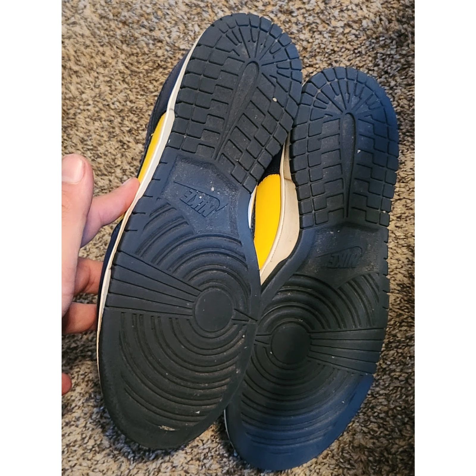 Nike Nike Dunk Michigan Shoe Men 9 US Low Top Leather Sneaker Varsity Maize Midnight Navy-White Rubber Outsole 2021 DD1391-700 Size US 9 / EU 42 - 3 Thumbnail