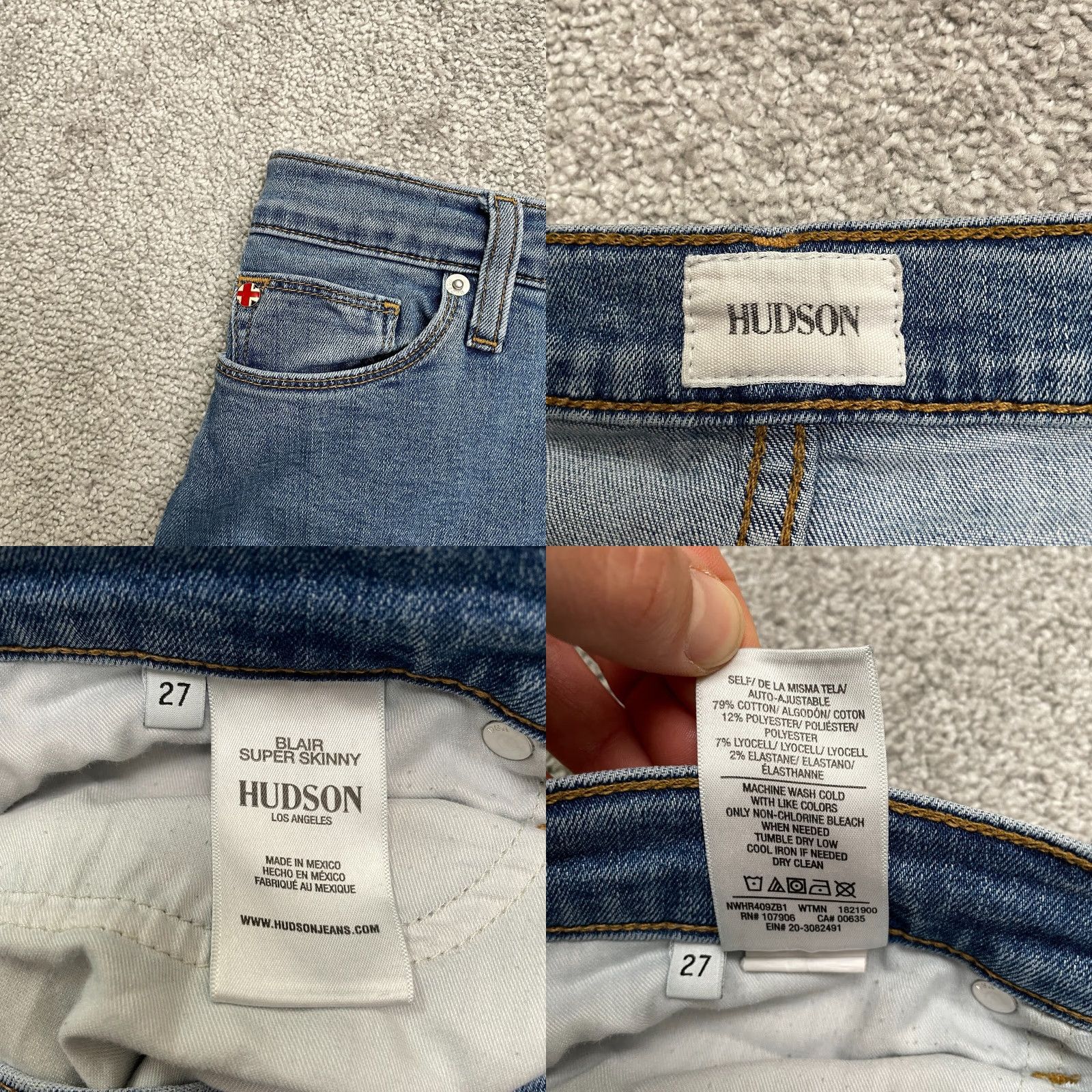 Hudson VINTAGE Hudson Women’s Skinny Denim Jeans 27 High Rise Stretch Blue 28x28 Size 27" / US 4 / IT 40 - 8 Thumbnail